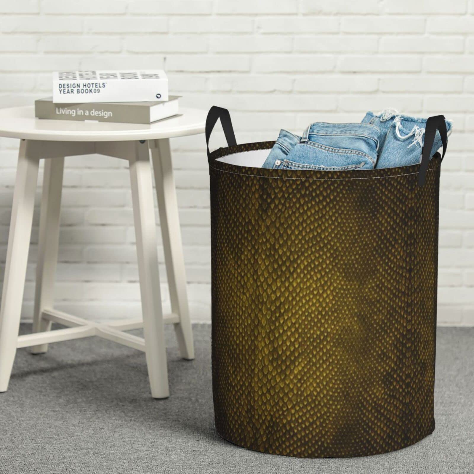 Snake Skin Laundry Hamper - Stylish Woven Clothes Basket for Women, Toy Storage Organizer & Dirty Clothes Bin - Perfect for Bedroom, Nursery, or Dorm Room Organization