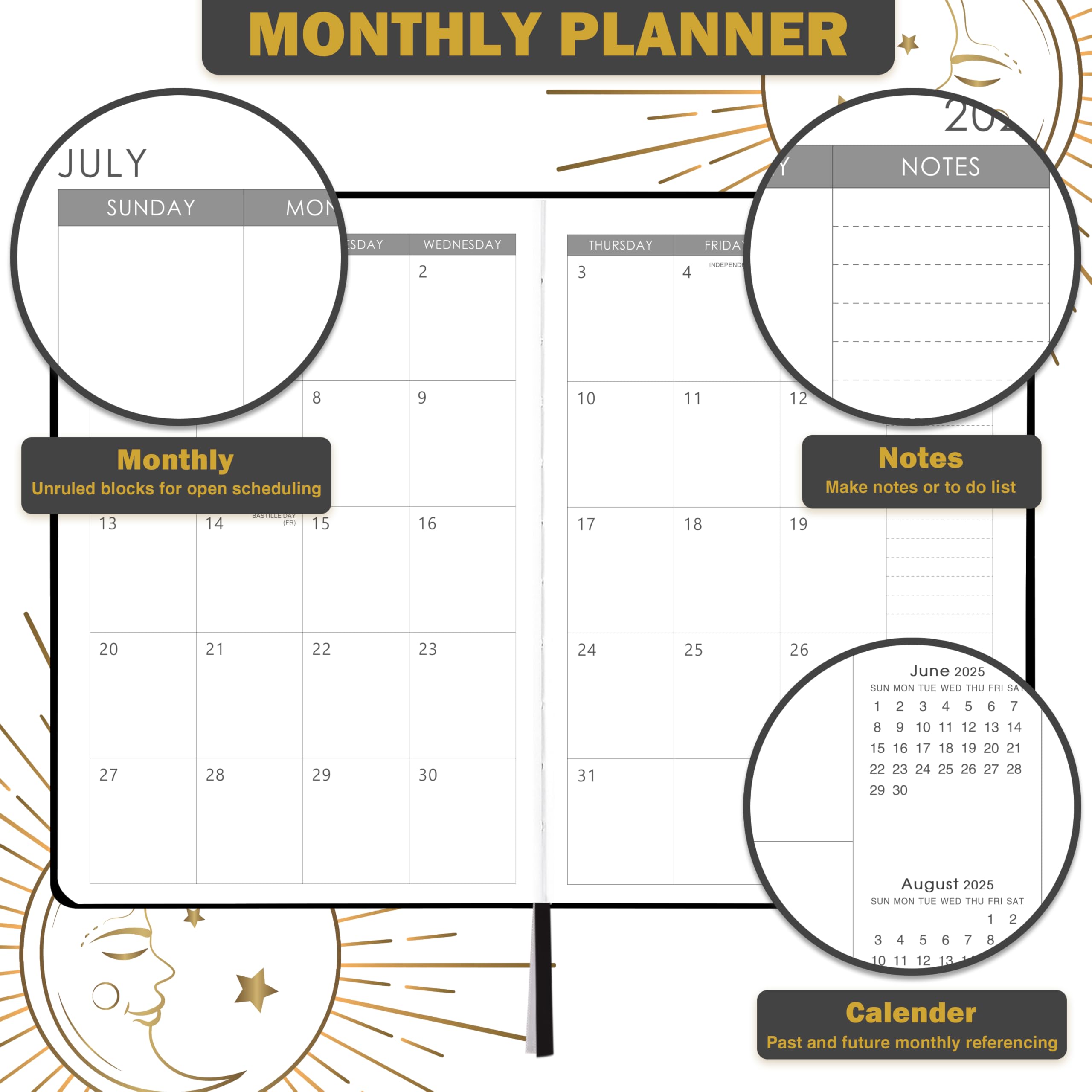 2025-2026 Academic Planner - July 2025 to June 2026 Weekly & Monthly Organizer, 5.75