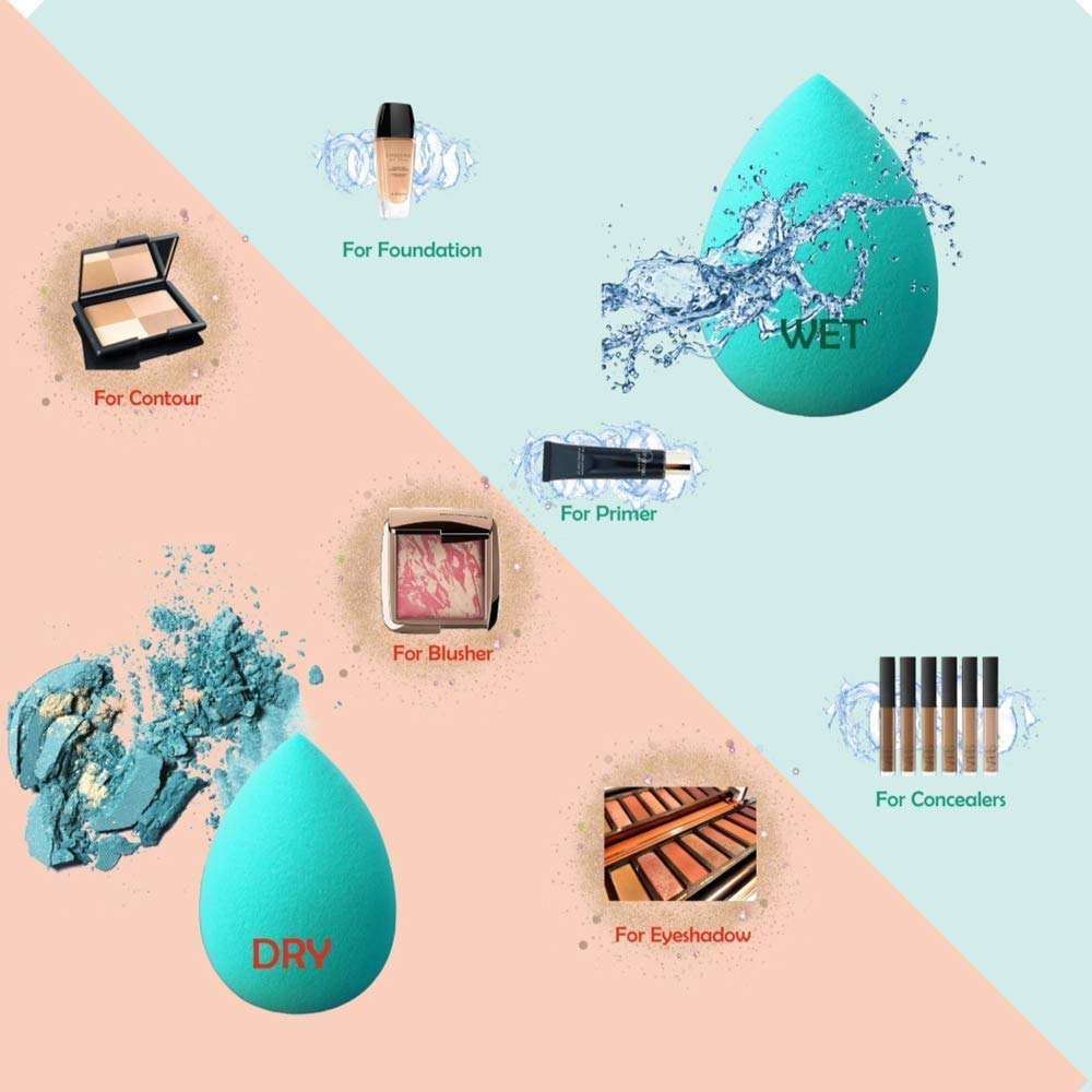 AVEU Beauty Liquid Foundation Brush, Blush Brush & Powder Sponge Puff Set - 3-Piece Professional Makeup Brush Kit for Flawless Foundation, Blending & Contouring - Perfect for Everyday Makeup, Bridal & Photo Shoots