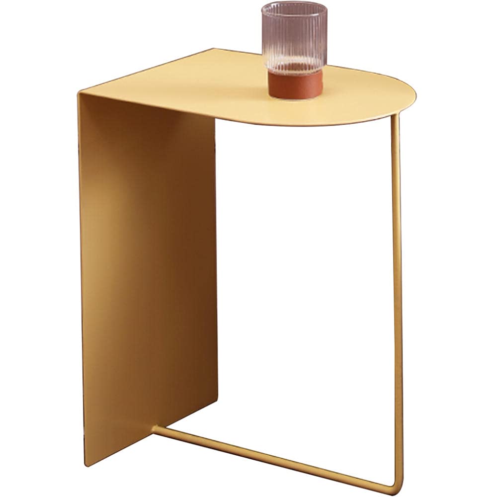 Modern Iron Side Table for Living Room - Creative & Simple Sofa Corner Table, Luxury Balcony Bedside Table - Yellow (40x30x50cm) - Perfect for Small Spaces, Apartments & Home Decor