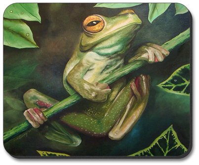 Yellow-Eyed Tree Frog Art Plate & Branded Mouse Pad - Unique Home & Office Decor for Nature Lovers