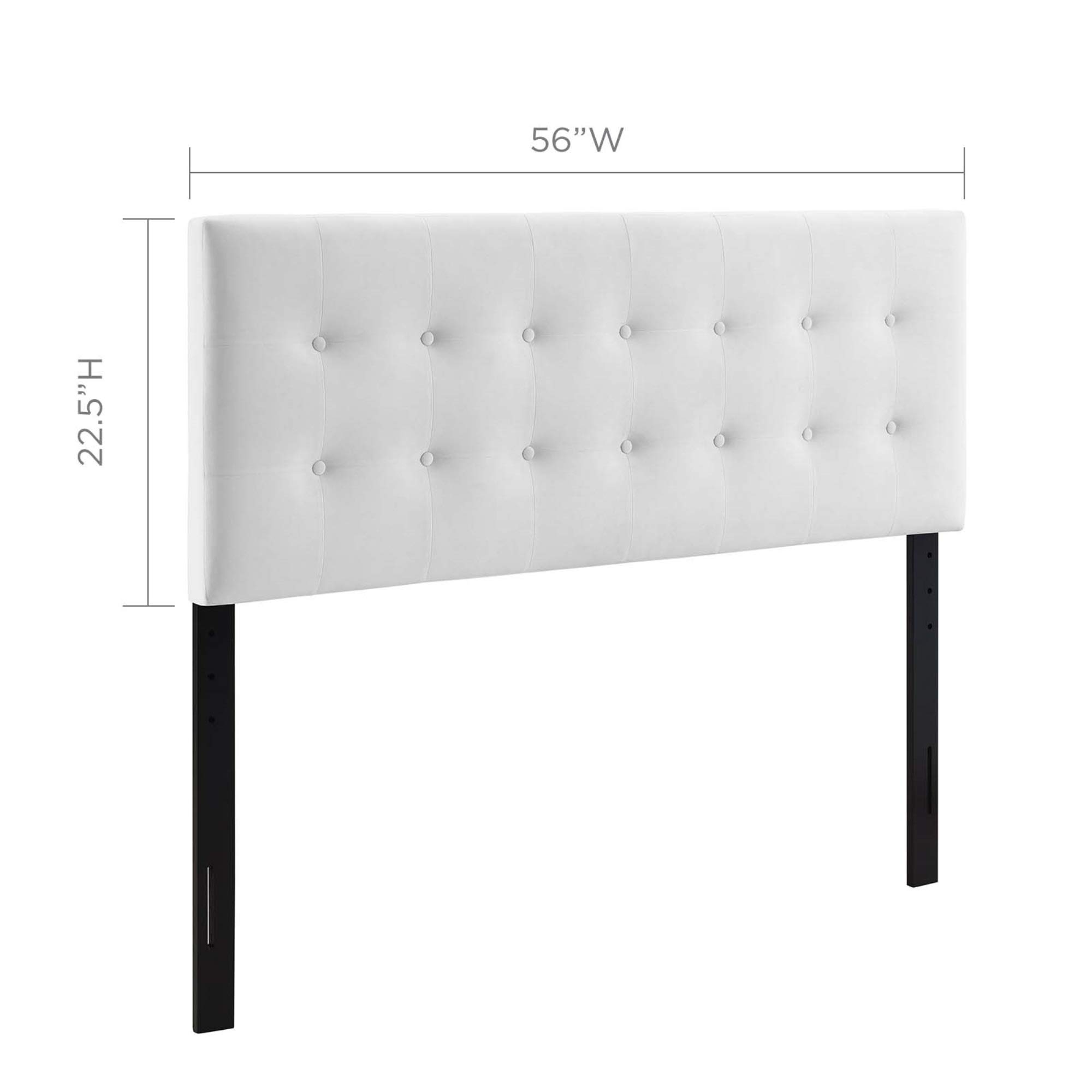 Emily Full Performance Velvet Biscuit Tufted Headboard - Elegant & Luxurious Upholstered Bed Frame | Stain-Resistant & Adjustable Height | Durable Comfort for Master Bedroom | White Velvet Headboard for Modern Bedroom Decor