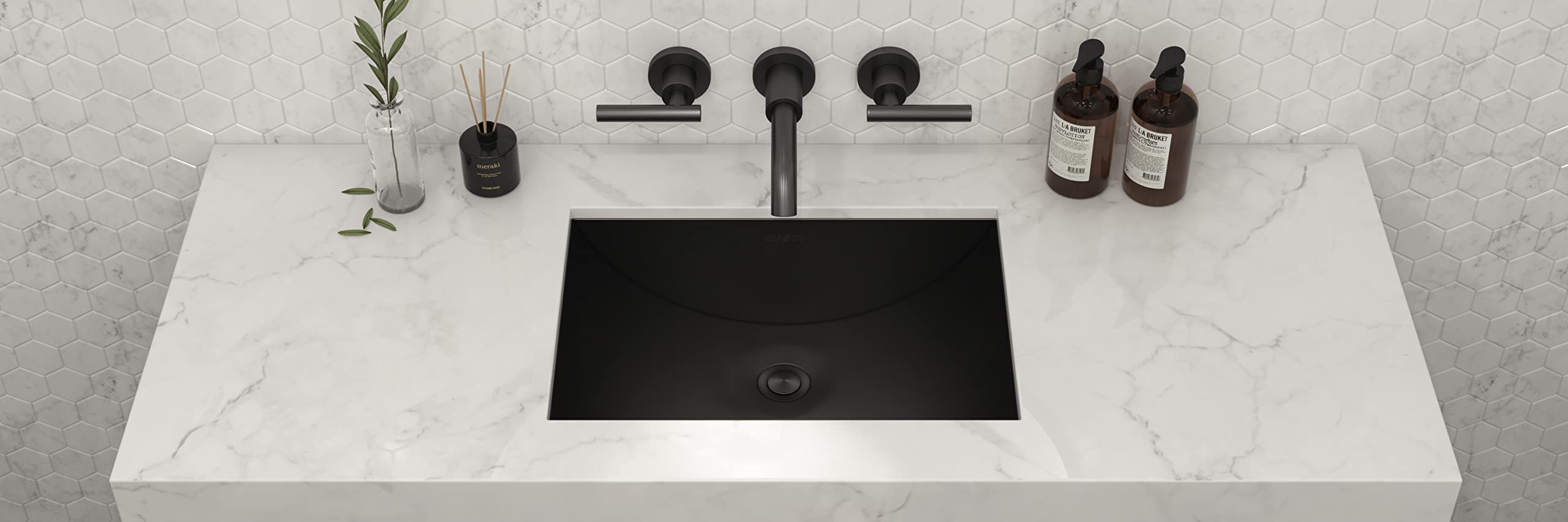 Ruvati 18 x 12 Inch Gunmetal Black Undermount Bathroom Sink - 16 Gauge Stainless Steel with Brushed Finish, Easy-to-Clean Design for Modern Bathrooms - Perfect for Vanities, Powder Rooms & Small Spaces - RVH6110BL