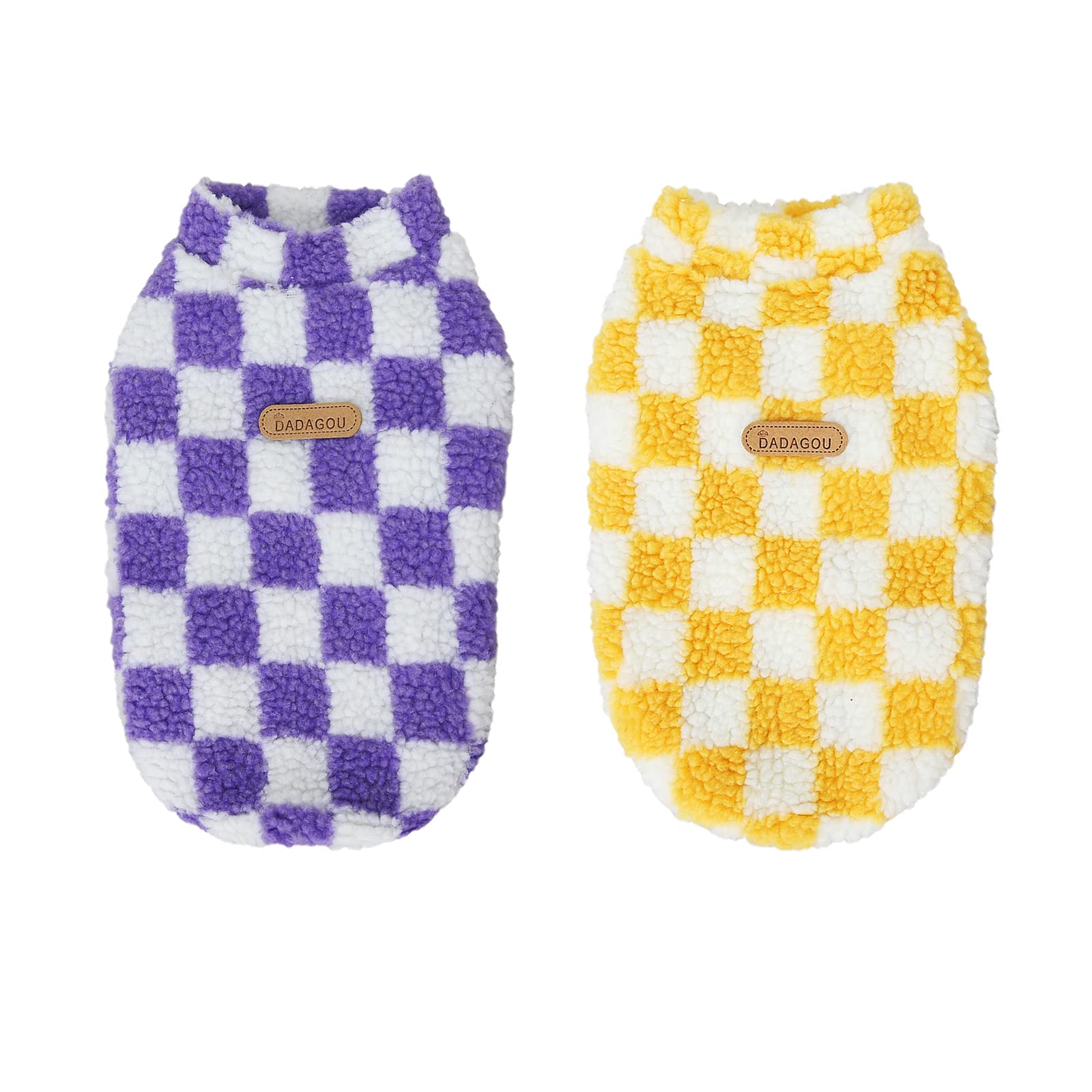 Tikwek 2-Piece Plaid Dog Sweater Set - Warm & Cozy Fleece Winter Coat for Small Dogs & Cats - Cold Weather Puppy Apparel for Indoor & Outdoor Use