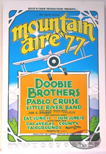 Vintage Doobie Brothers & Pablo Cruise Mountain Aire Festival 1977 Concert Poster - Classic Rock Memorabilia for Music Fans & Home Decor
