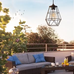 Intelamp Solar Pendant Lights - Indoor/Outdoor Hanging Chandelier with 4000mAh Battery & Remote Control, 16.4ft Cord, Dusk to Dawn Sensor - Perfect for Gazebos, Sheds, Barns, Chicken Coops & Patio Lighting