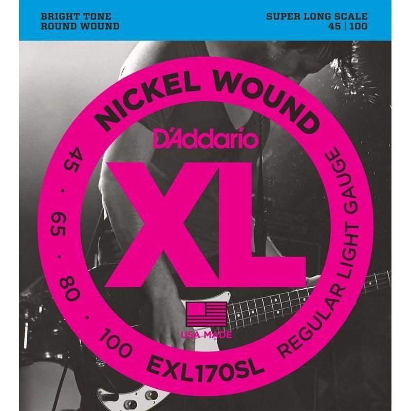 D'Addario EXL170SL Nickel Wound Bass Guitar Strings - Light Gauge (45-105) Super Long Scale - Perfect for Rock, Jazz & Studio Recording