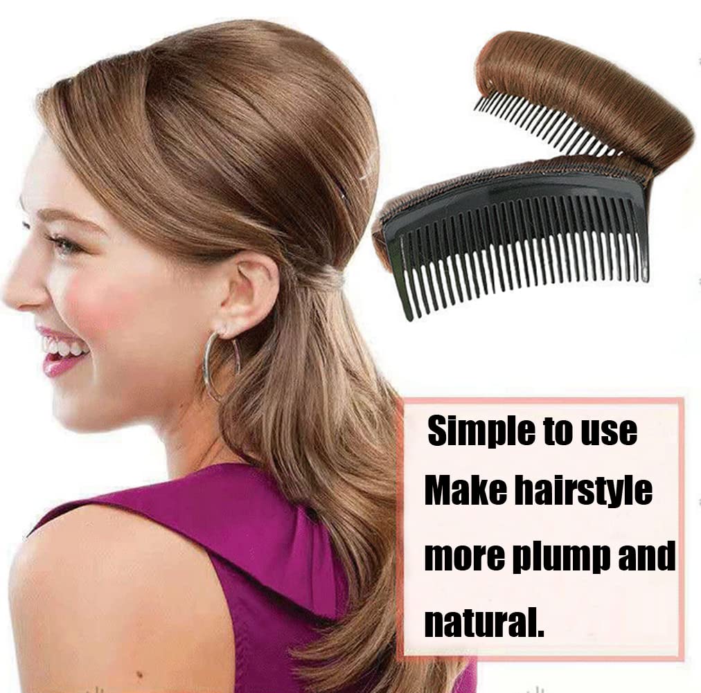 3Pcs Hair Volume Bump Inserts with Invisible False Hair Clips & Fluffy Pads - DIY Hairstyling Tool Set for Women (Dark Brown) - Perfect for Parties, Weddings & Everyday Volume Boost
