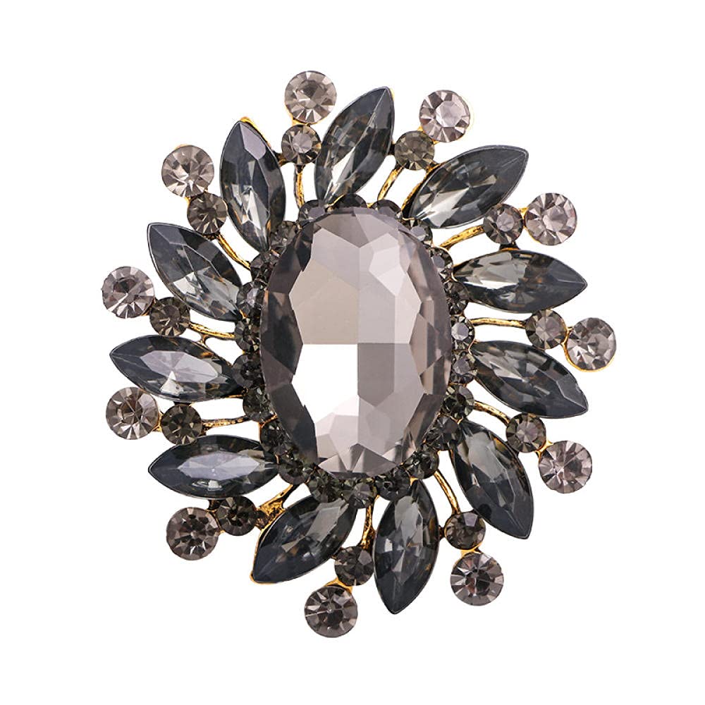 Elegant Rhinestone Flower Brooch for Women - Round Alloy Sweater Pin & Corsage Accessory | Perfect for Dresses, Coats, and Formal Occasions