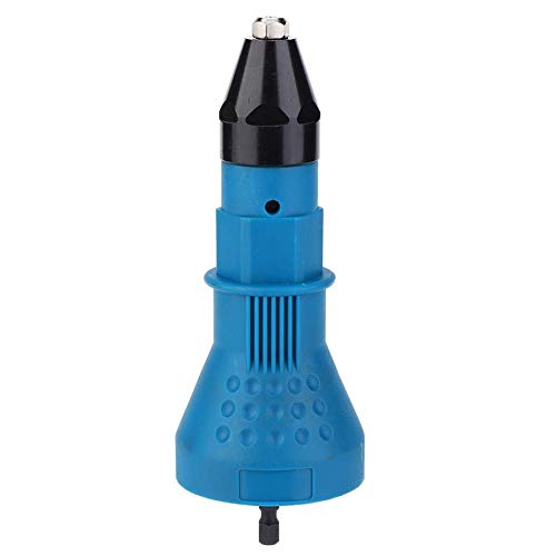 **Blue Cordless Electric Rivet Gun Adapter Kit - 4 Convertible Heads & 2 Wrenches for Drill Insert Nut Tool - Perfect for DIY, Metalworking, and Automotive Repairs**