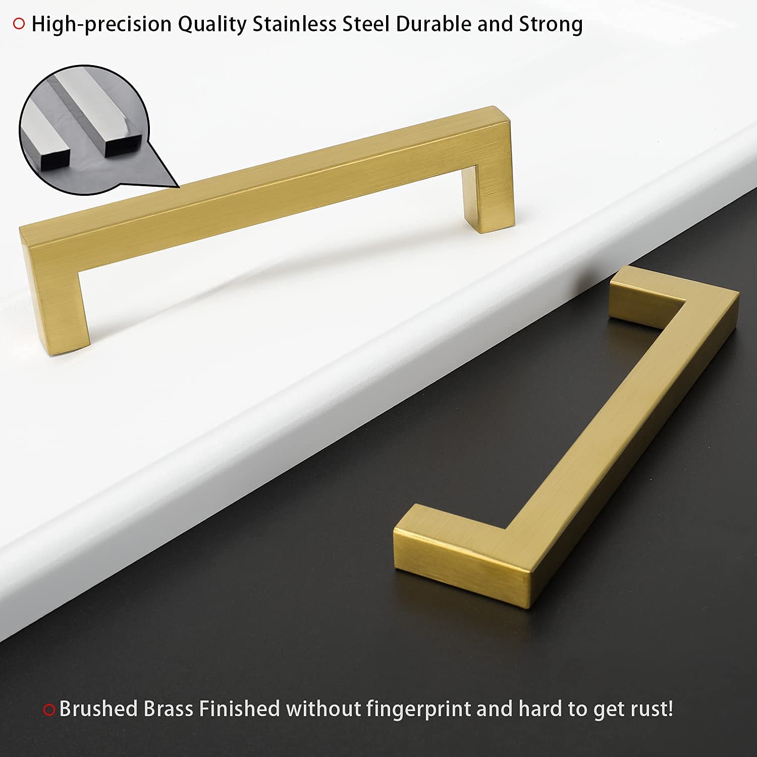 Homdiy Gold Cabinet Pulls LSJ12GD - 50 Pack Square Modern Metal Drawer Handles (320mm) for Kitchen Cabinets & Furniture | Durable Hardware for Drawers, Wardrobes & Storage Units