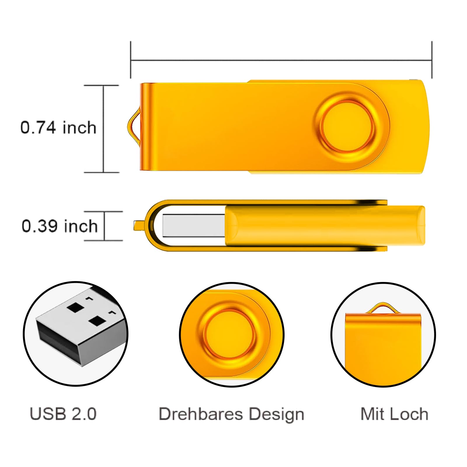 ABLAZE 64GB USB Flash Drive 5-Pack with Lanyards - Bulk Storage for Office & School