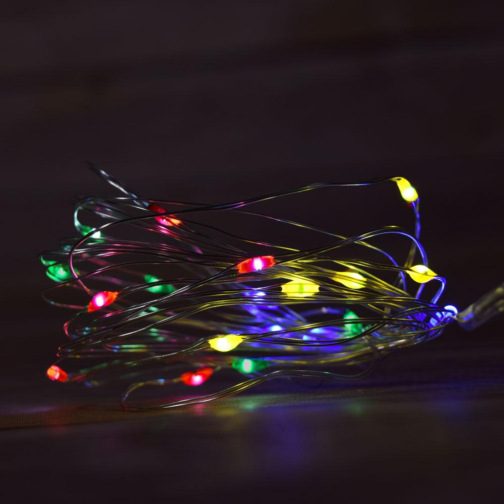 20 LED Weatherproof Battery Operated Copper Wire RGB Multicolor Fairy String Lights with Timer - 7ft Outdoor/Indoor Decorative Lighting for Patio, Garden, Wedding & Party Decor