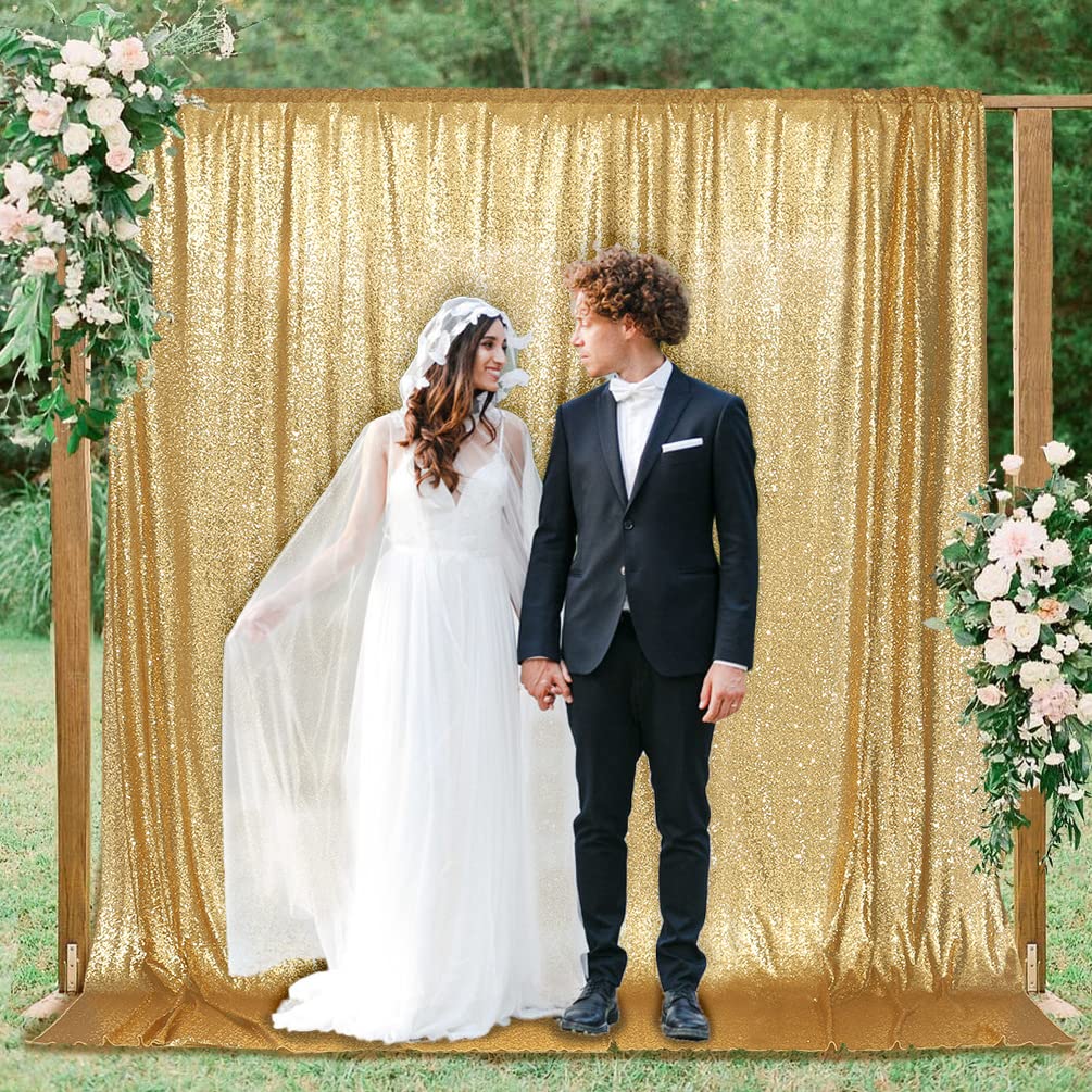 Sparkly Gold Sequin Backdrop 6x8ft for Wedding & Party Decor