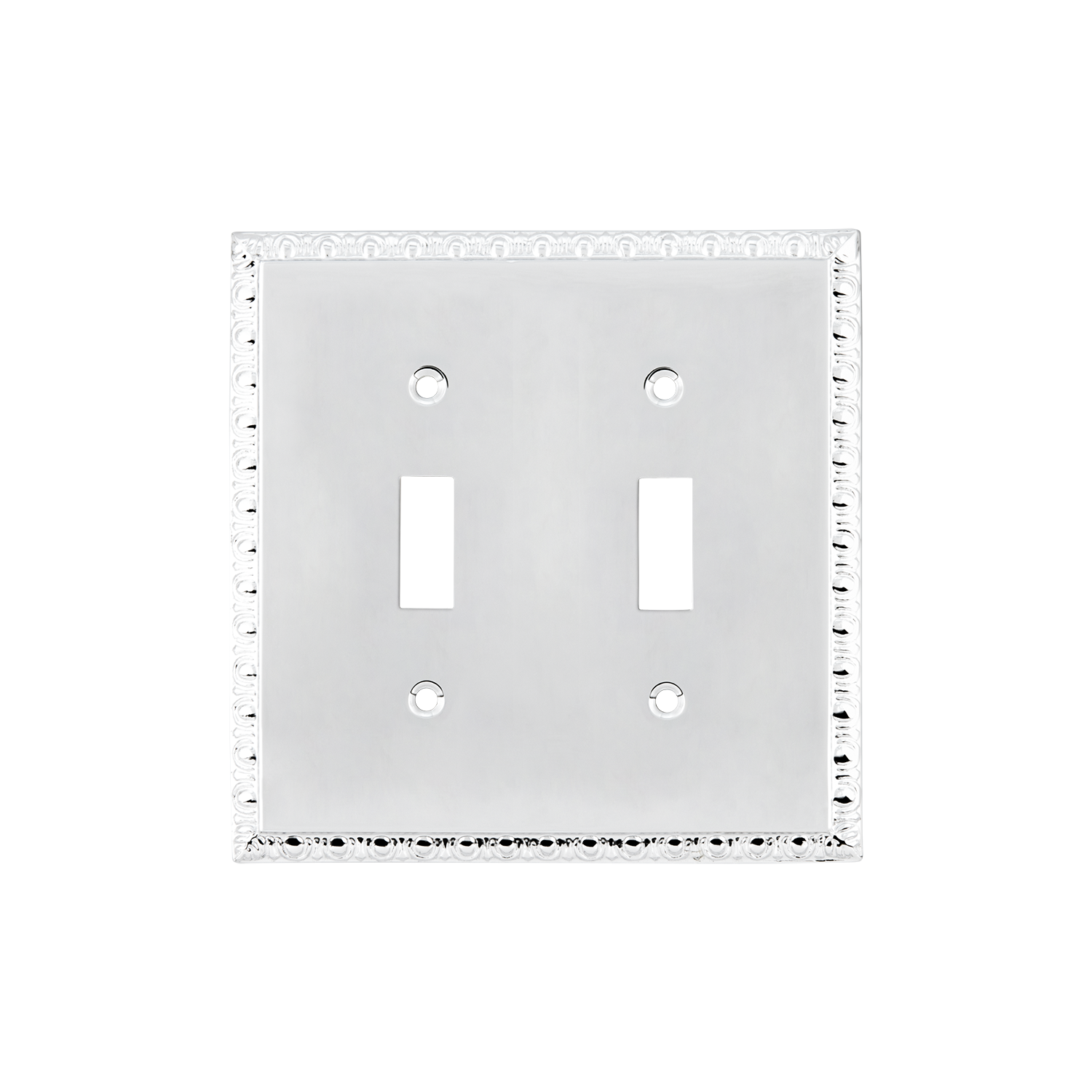 Bright Chrome Egg & Dart Double Toggle Switch Plate Cover - Elegant Electrical Outlet Cover for Living Room, Bedroom & Office Decor