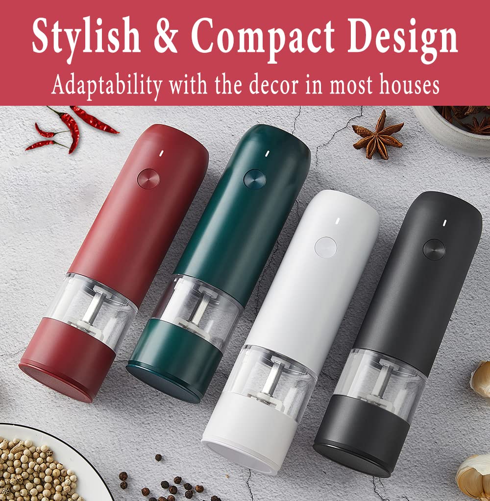 KTKUDY Rechargeable Electric Salt and Pepper Grinder Set - 500mAh Battery, Adjustable Coarseness, LED Light - Automatic Spice Mill for Kitchen, Dining, Camping & Gifts