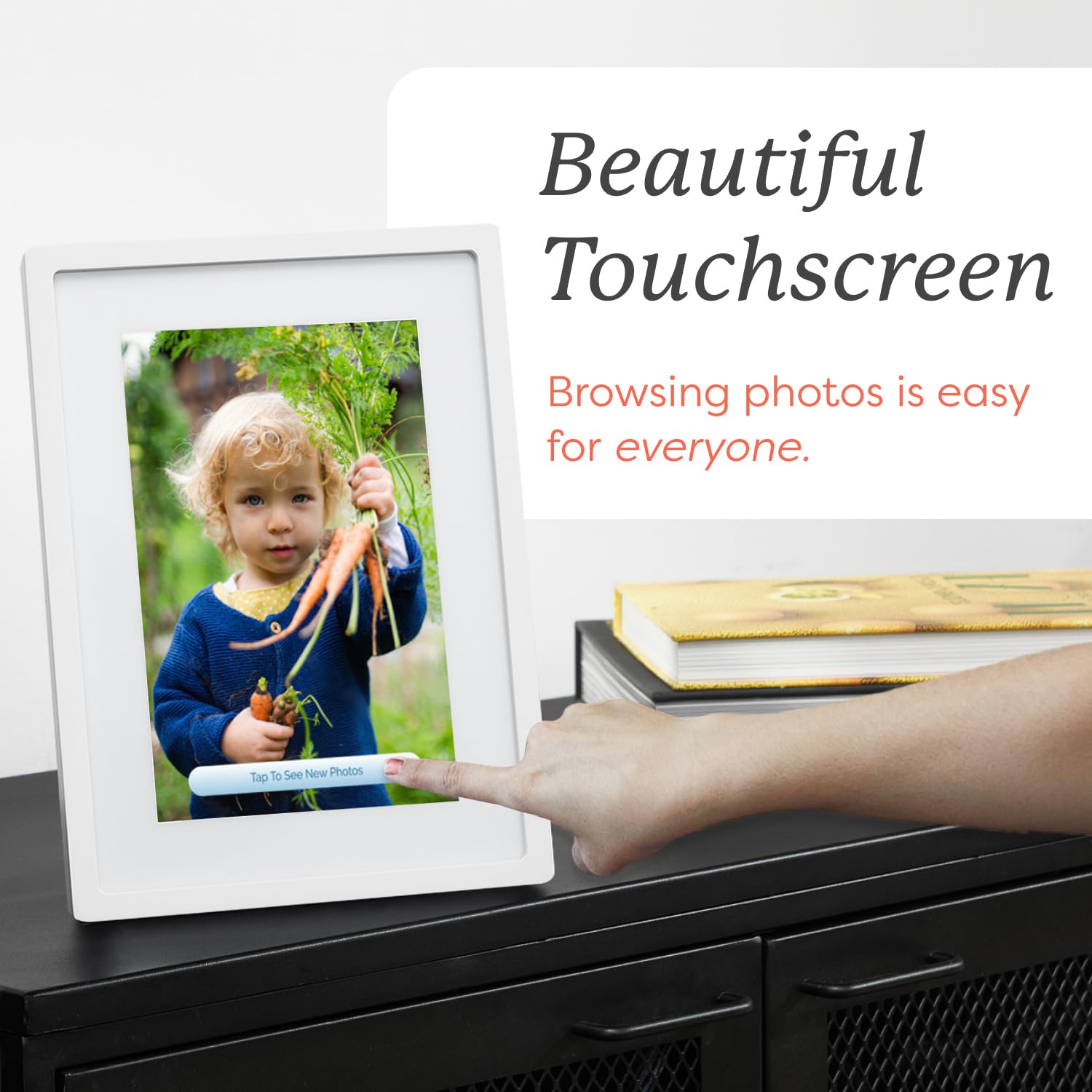 Skylight 10 Inch WiFi Digital Picture Frame - Touch Screen Display, Upload Photos from Phone - Perfect Gift for Family & Friends - White | Ideal for Home Decor, Living Room, Bedroom, Office