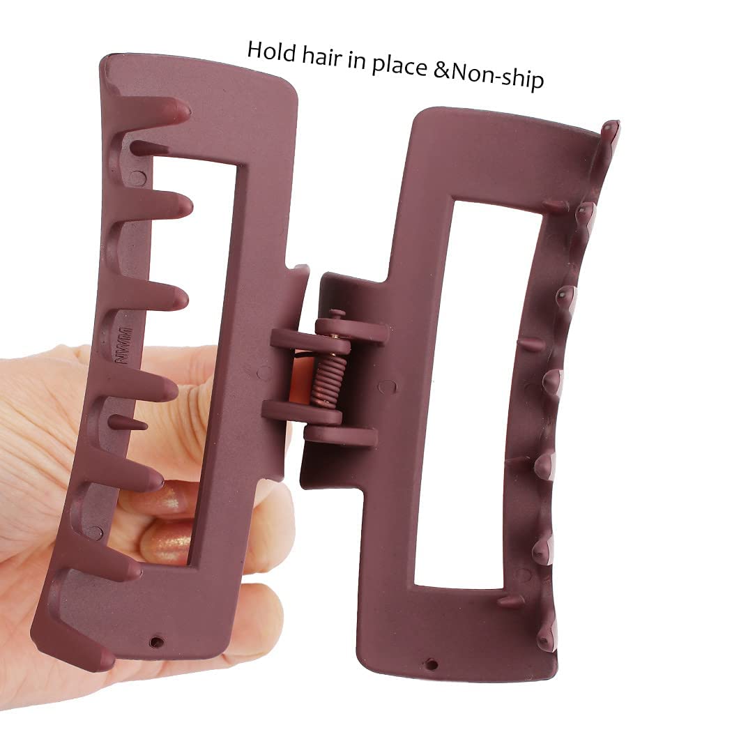 APSAMBR 4-Pack Matte Rectangular Hair Claw Clips for Women - Large Hair Clips for Thick Hair, Non-Slip Grip, Fashion Hair Accessories - Perfect for Work, Gym, and Everyday Styling