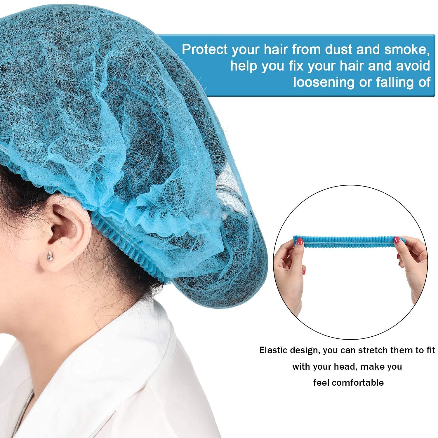 50 Pcs Disposable Super Moon Bouffant Caps - Soft & Breathable Hair Nets for Food Service, Healthcare & Salon Use