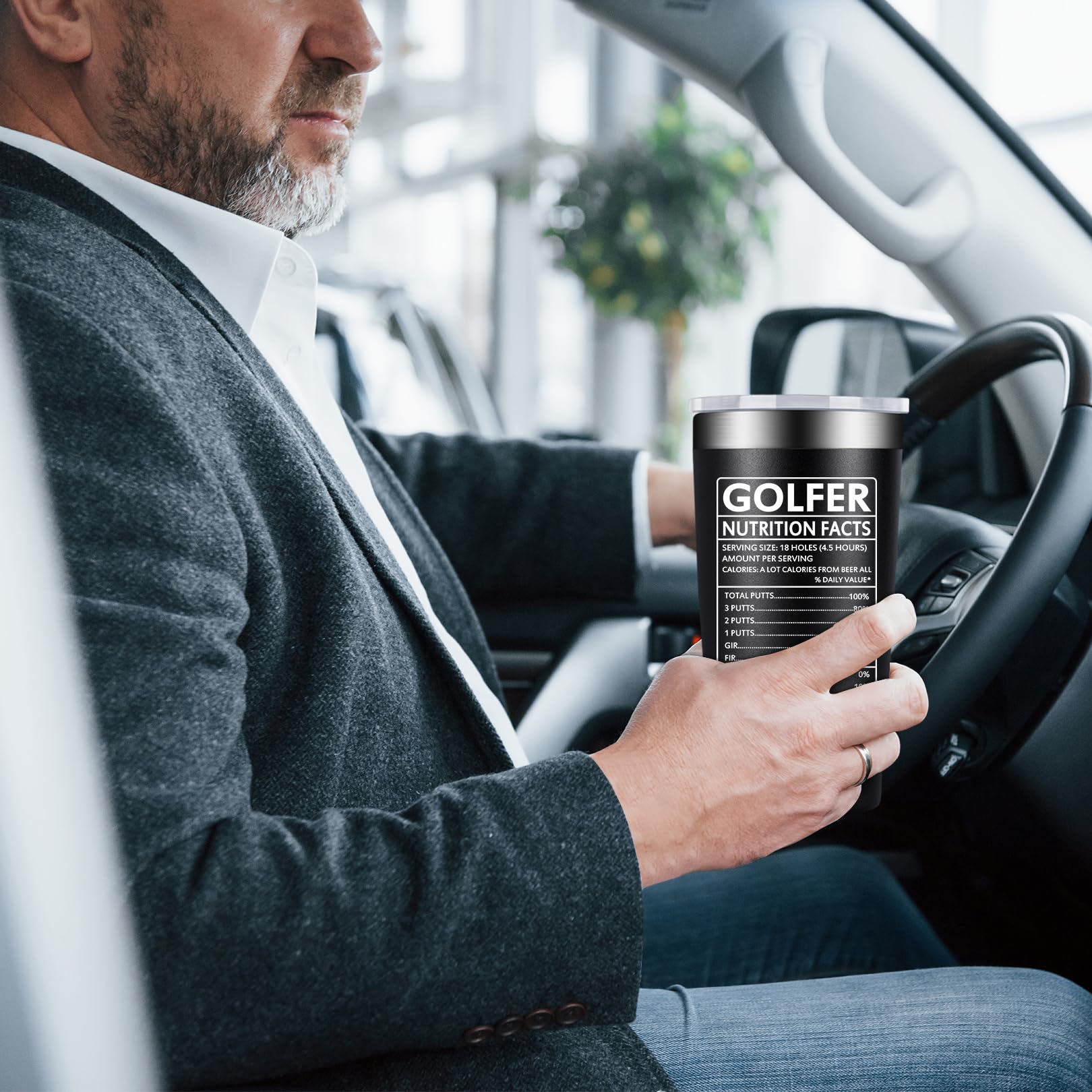BIRGILT 20oz Insulated Golf Tumbler - Perfect Golf Gift for Men, Dad & Grandpa - Stainless Steel Travel Mug for Coffee & Cold Drinks - Great for Golf Courses, Office & Outdoor Activities