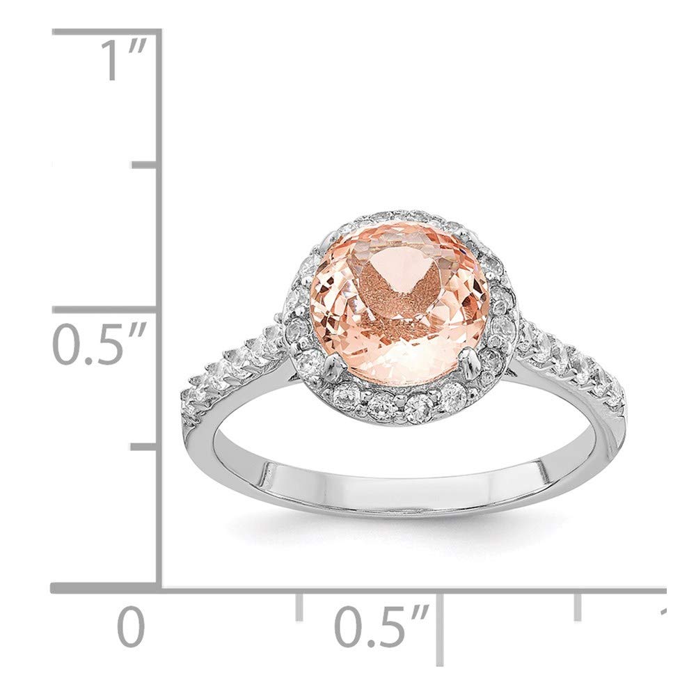 925 Sterling Silver Cubic Zirconia & Simulated Morganite Ring for Women - Elegant Dainty Stackable Fine Jewelry Gift for Her - Perfect for Anniversary, Engagement, Wedding & Everyday Wear