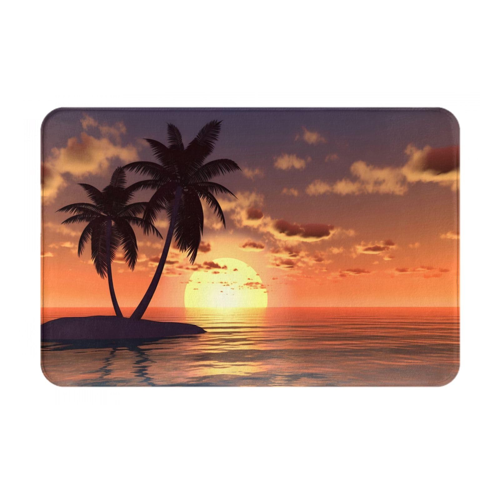 Washable Coconut Palm Tree Doormat 23.6x15.7 Inch - Non-Slip Welcome Mat for Front Door, Kitchen, Patio & Beach House Decor - Tropical Themed Outdoor/Indoor Entryway Rug