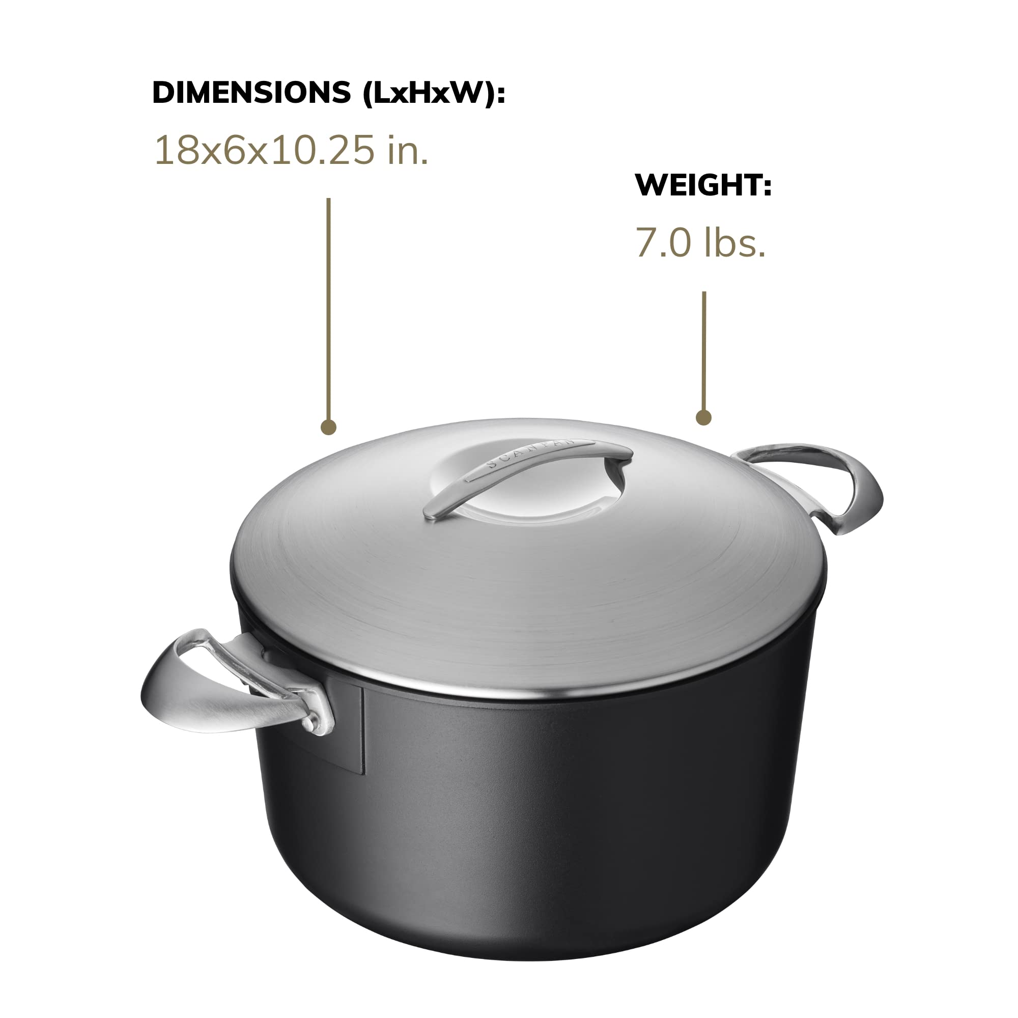 SCANPAN Professional 7 Quart Dutch Oven with Lid - Nonstick Cookware Set for Baking, Roasting & Braising - Oven, Dishwasher & Metal Utensil Safe - Made in Denmark - Perfect for Family Dinners & Holiday Cooking