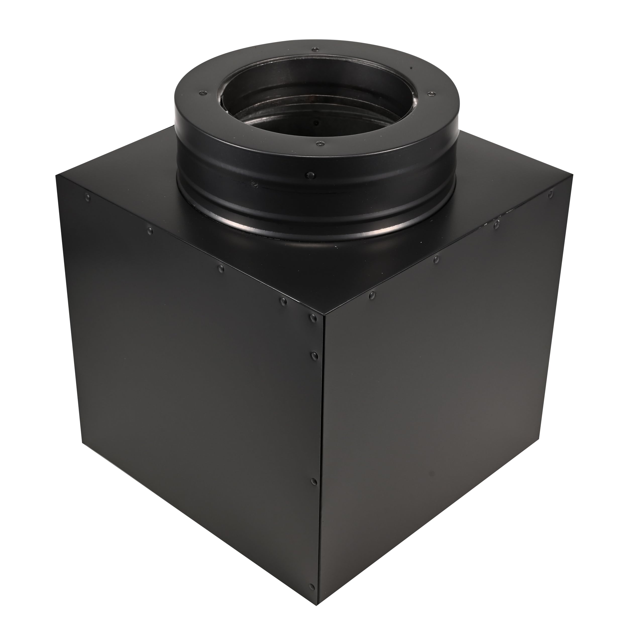DuraVent 6-Inch Black Square Ceiling Support Box for Wood Stove & Fireplace Venting - Ideal for Home Heating & Chimney Installation