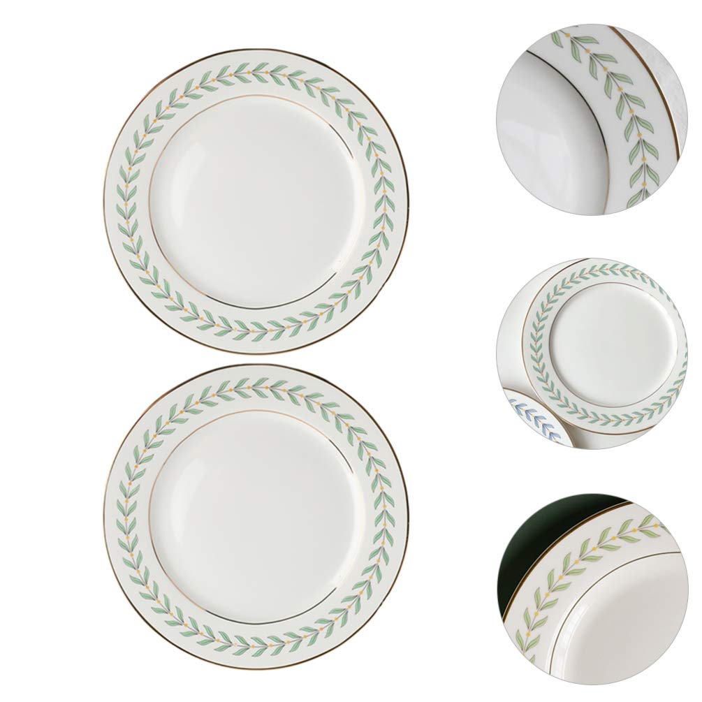 Hemoton 2pcs Leaf Ceramic Plates - Vintage Salad & Dessert Plates for Party Serving