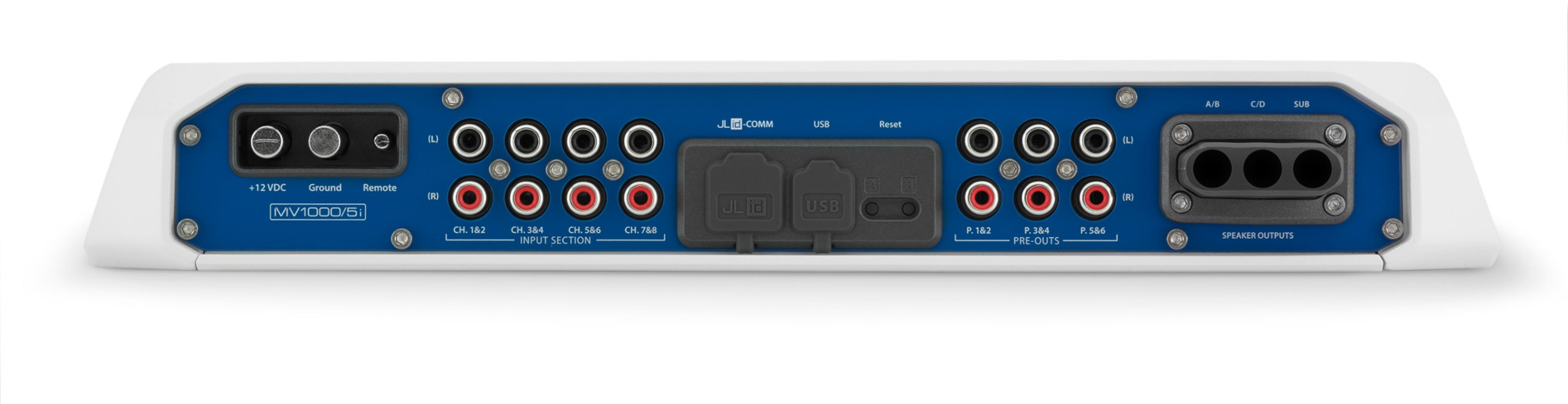 JL Audio MV1000/5i 5-Channel Class D Marine Amplifier with DSP - 1000W Power - Perfect for Boat Audio Systems & Marine Entertainment