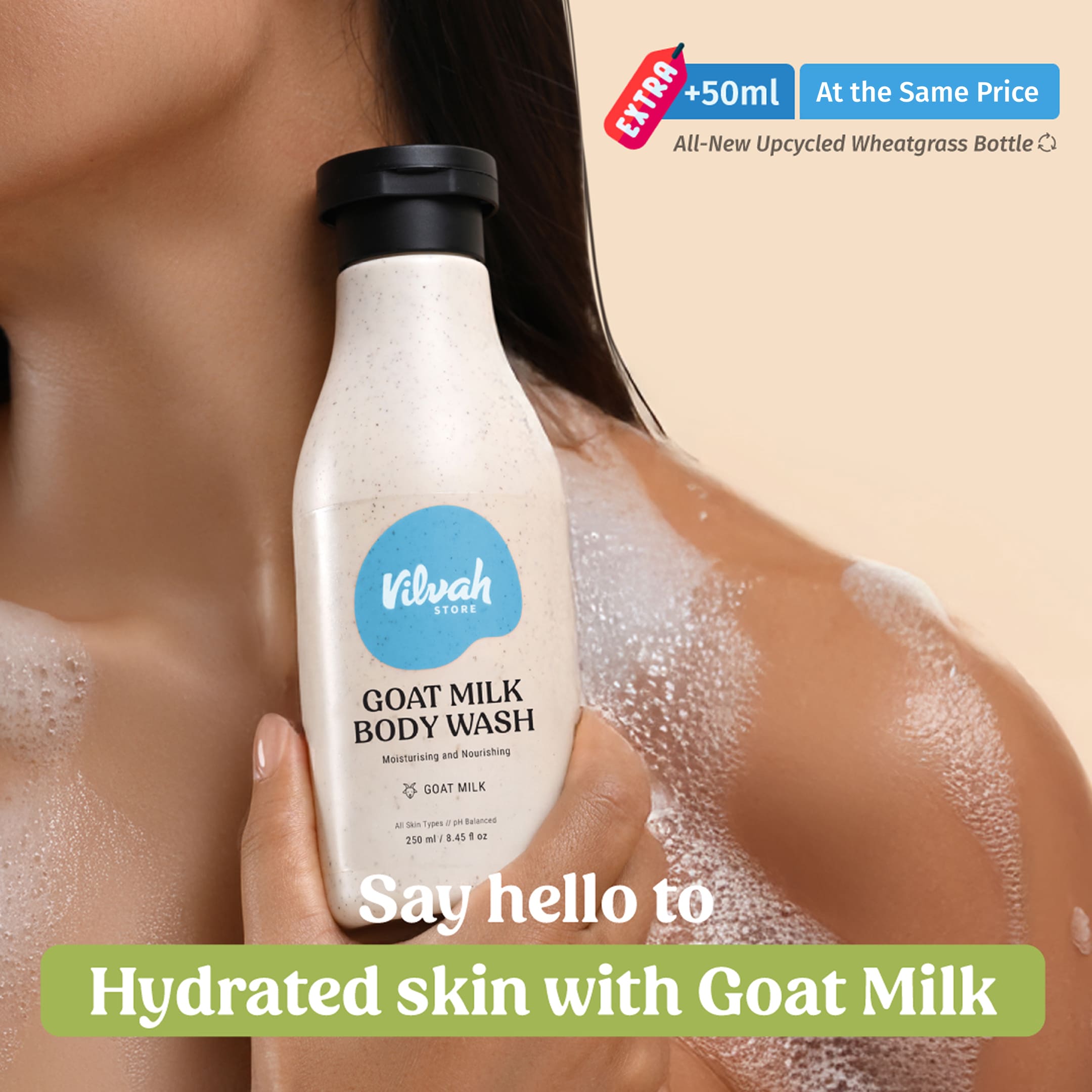 Natural Goat Milk Body Wash for Sensitive Skin - Hydrating & Gentle Cleanser for Dry Skin - Perfect for Daily Shower & Bath Use