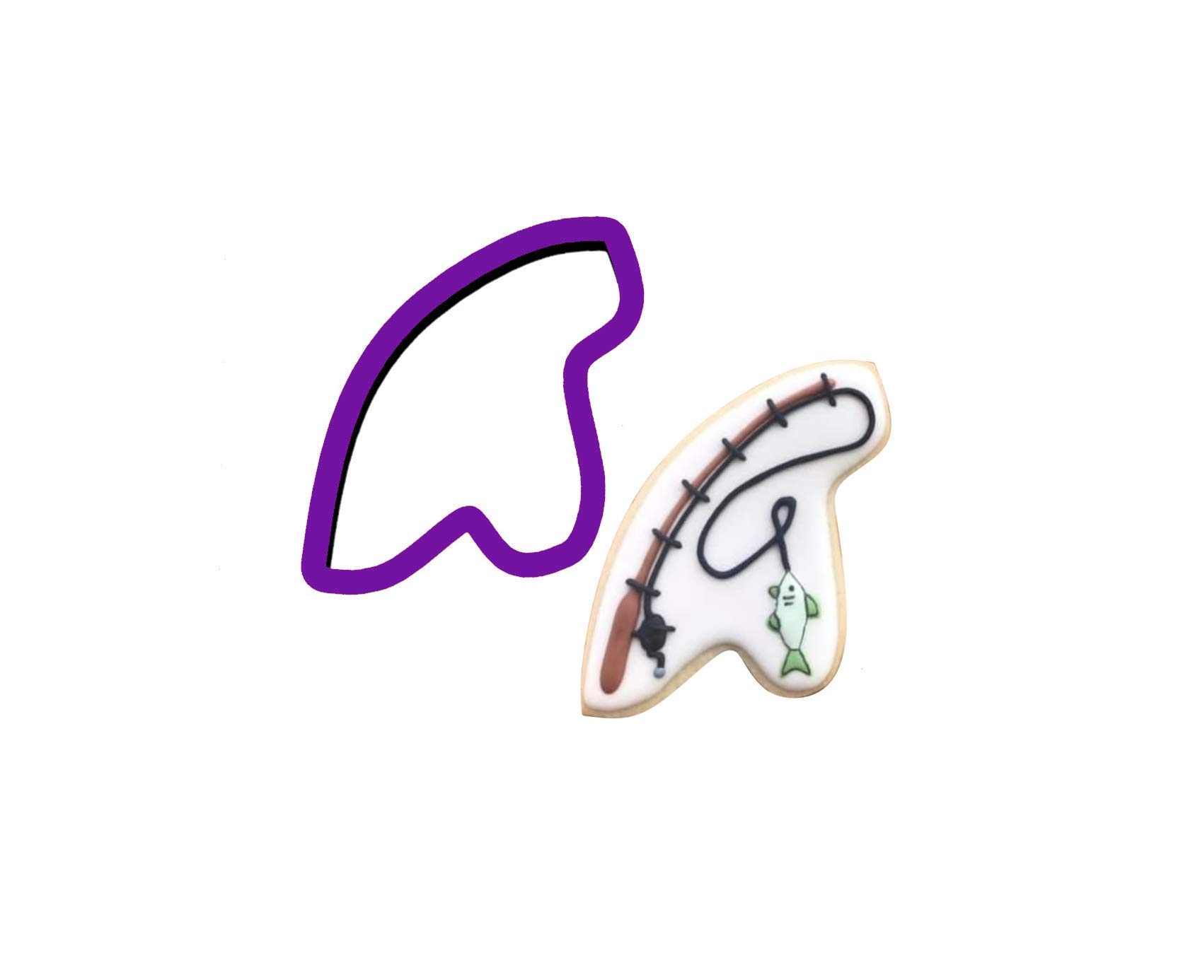 Premium Fishing Pole Cookie Cutter Set - Stainless Steel Baking Tool for DIY Cookies, Cakes & Pastries - Perfect for Fishing Enthusiasts, Birthday Parties & Holiday Baking