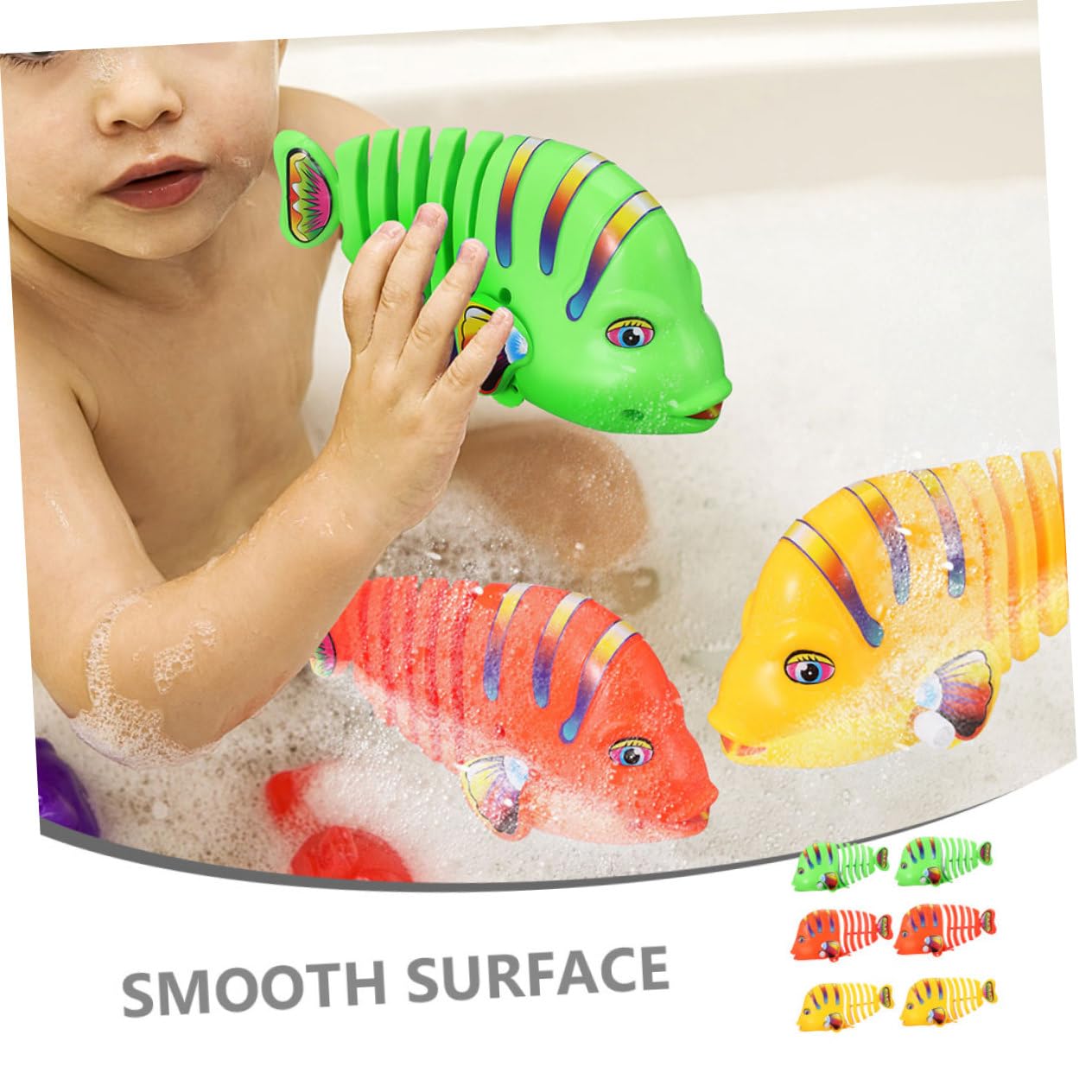 LALADEFIEE 6pcs Wind-Up Swimming Robot Fish - Cartoon Bath Toys for Kids, Fun Pool & Bathtime Play, Plastic Clockwork Floating Toy for Toddlers & Pets