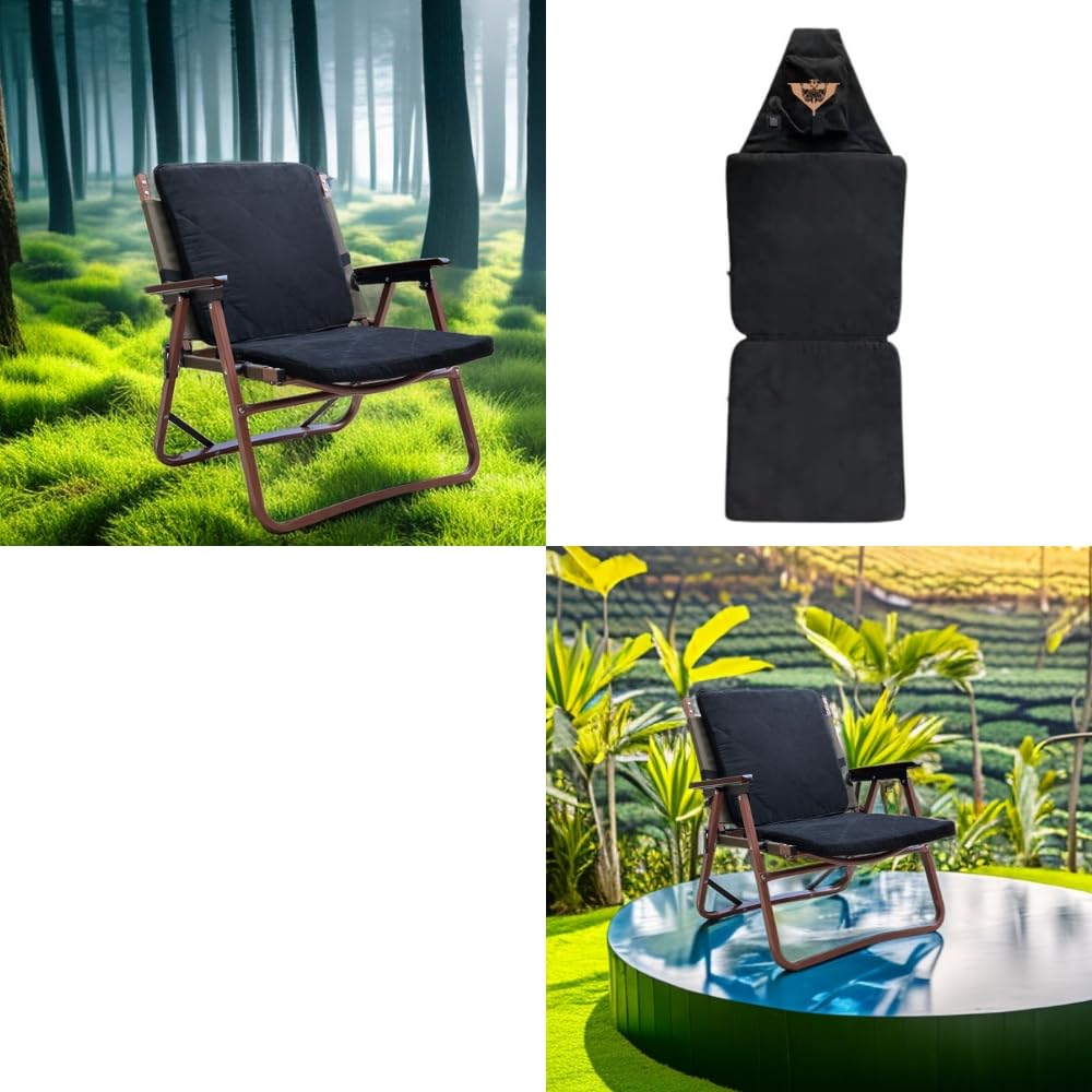 Portable Heated Camping Chair for Adults - Foldable Outdoor Seat with Back Support & Heating Function - Perfect for Camping, Hiking, Beach & Backyard Use (Power Pack Not Included)