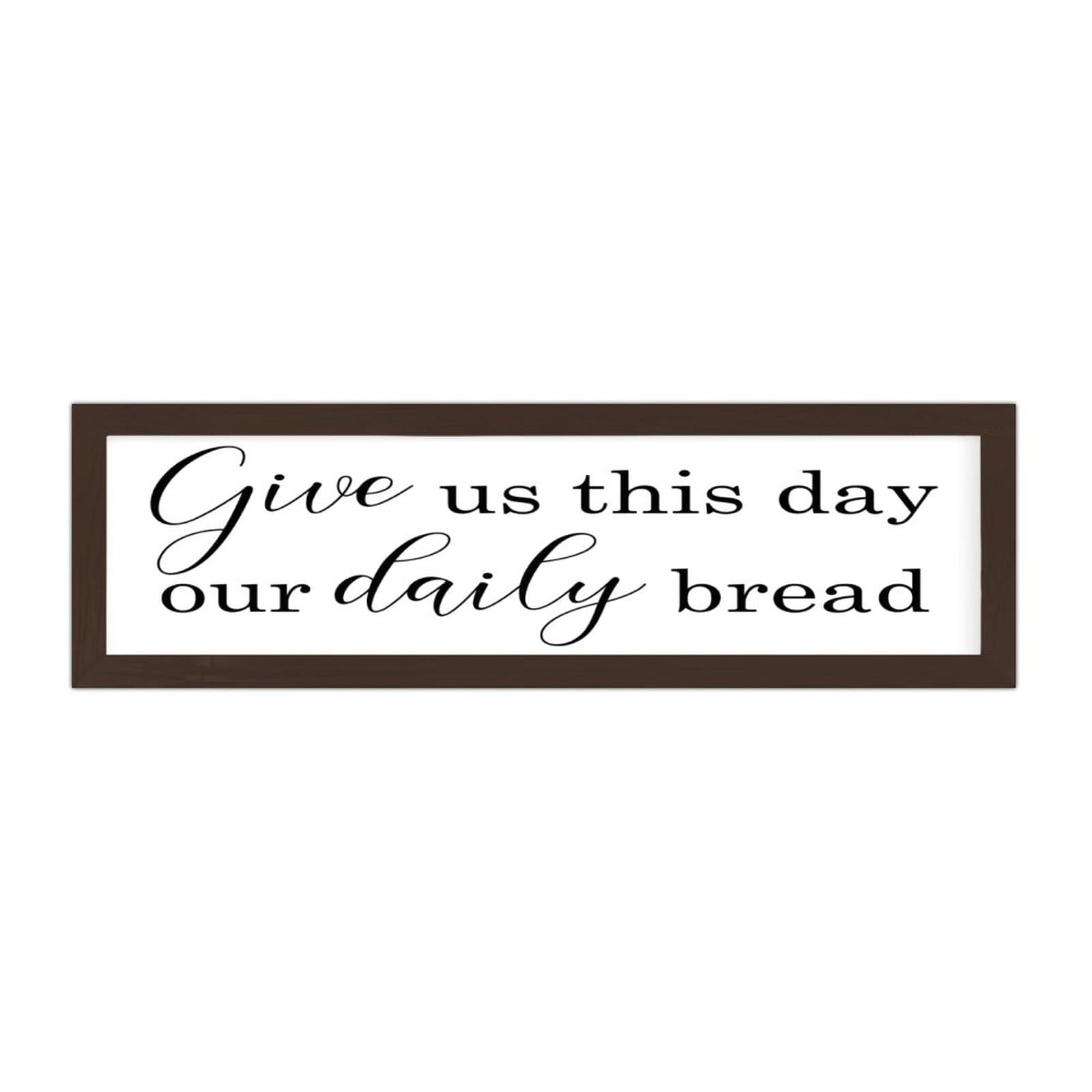 Give Us This Day Our Daily Bread Framed Wood Sign - Farmhouse Style Wooden Hanging Plaque, Rustic Wall Art Decor for Kitchen, Dining Room & Living Room - Perfect Christian Home Decor Gift