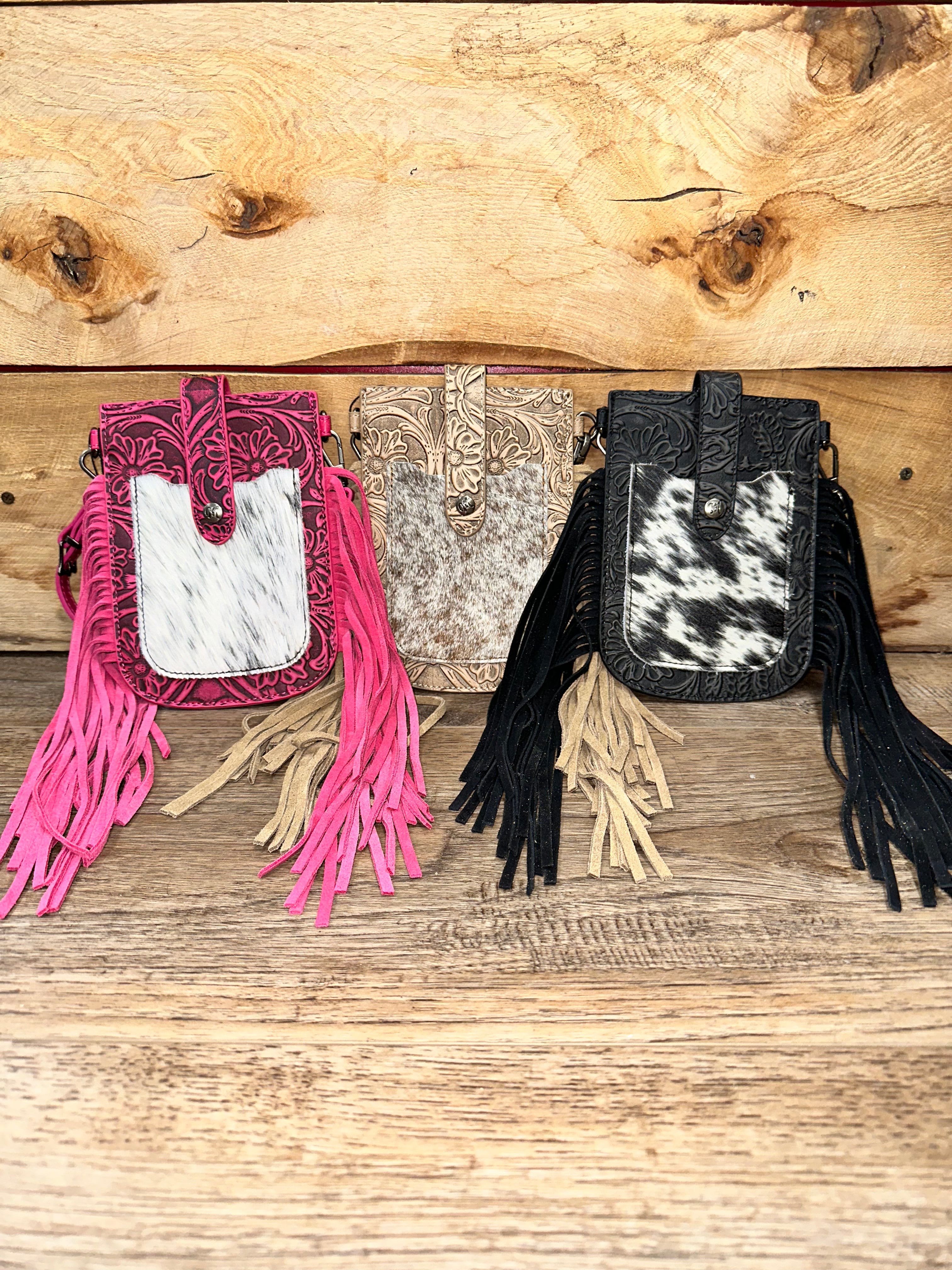 Montana West Genuine Cowhide Leather Fringe Crossbody Phone Wallet for Women - Stylish and Functional for Everyday Use, Travel, and Concerts