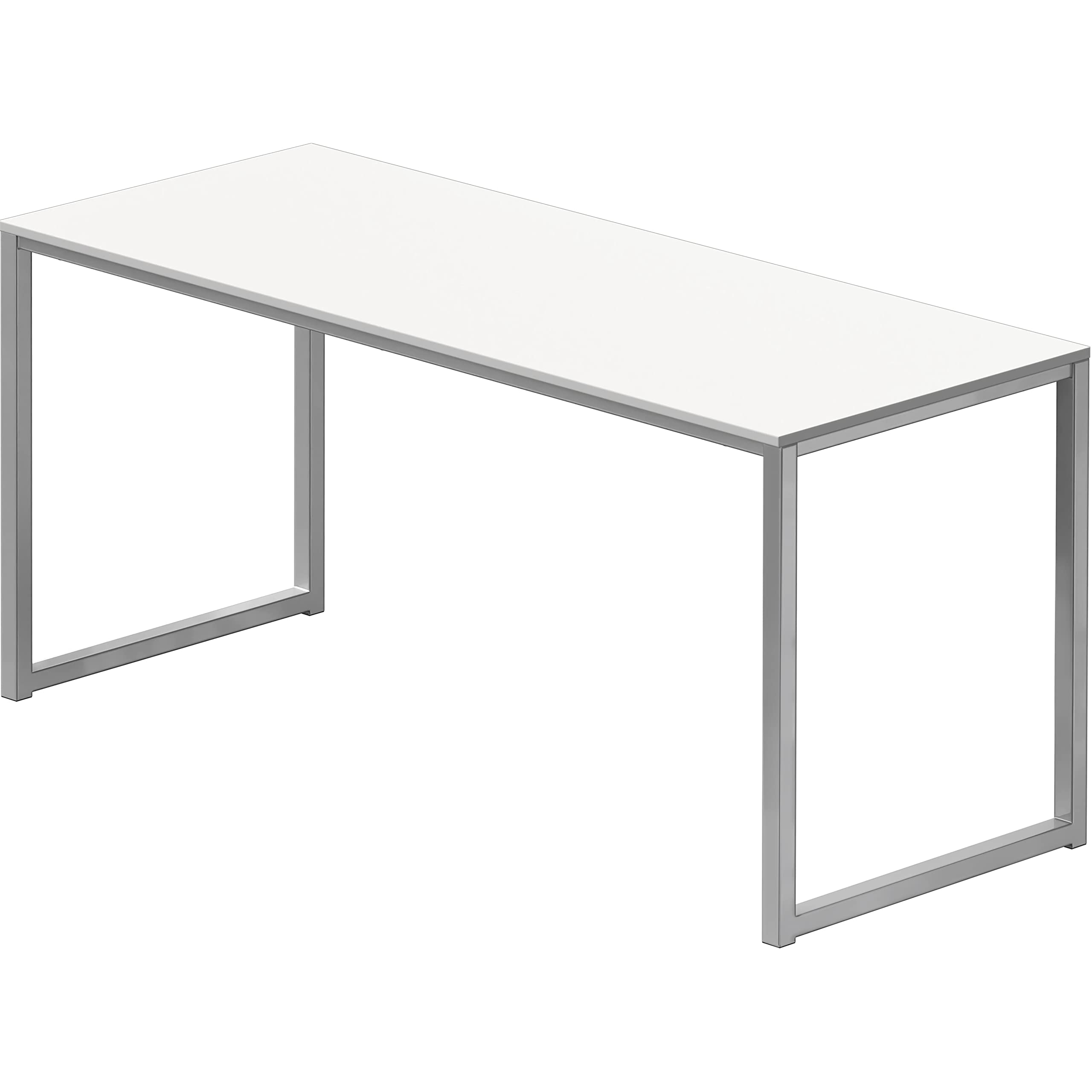 SHW Mission 55-Inch Home Office Computer Desk, White - Modern Writing Desk for Small Spaces, Study Desk for Students, Work from Home Office Furniture - Perfect for Remote Work, Online Classes & Gaming Setup