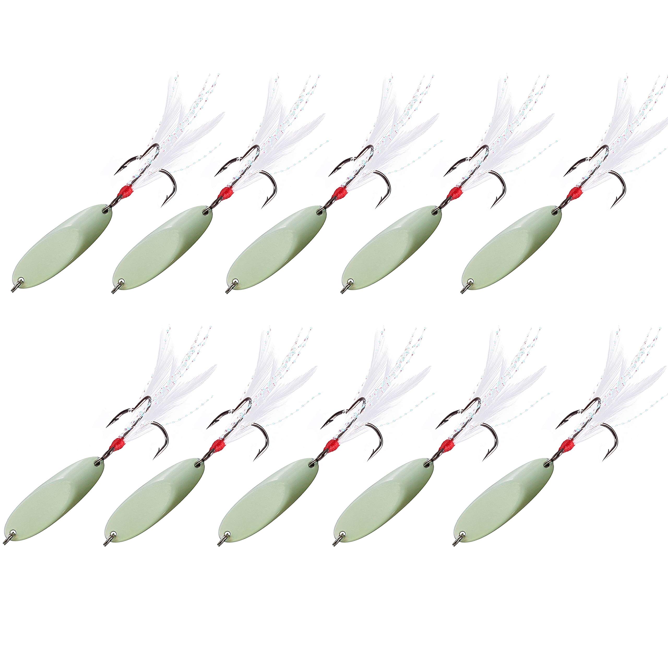 Saltwater Fishing Spoons Lures - Metal Jigging Baits with Treble Hooks for Salmon Bass - Perfect for Deep Sea & Freshwater Fishing