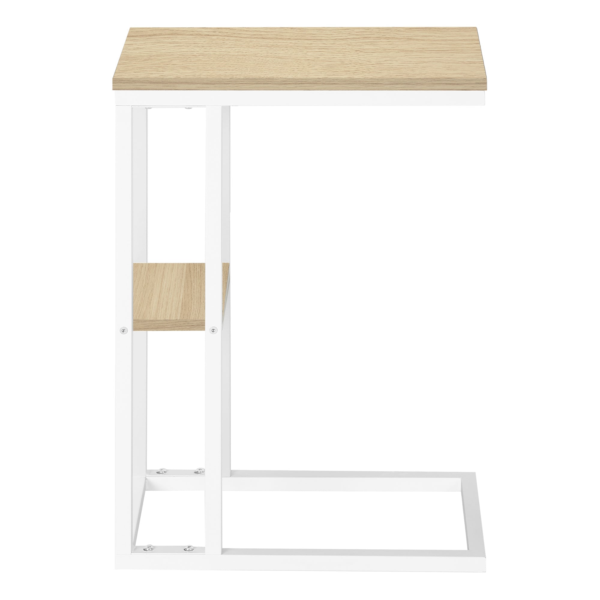 Modern Accent Table 25 Inch Height in Natural Wood & White Metal Finish - Perfect for Living Room, Bedroom, or Entryway Decor