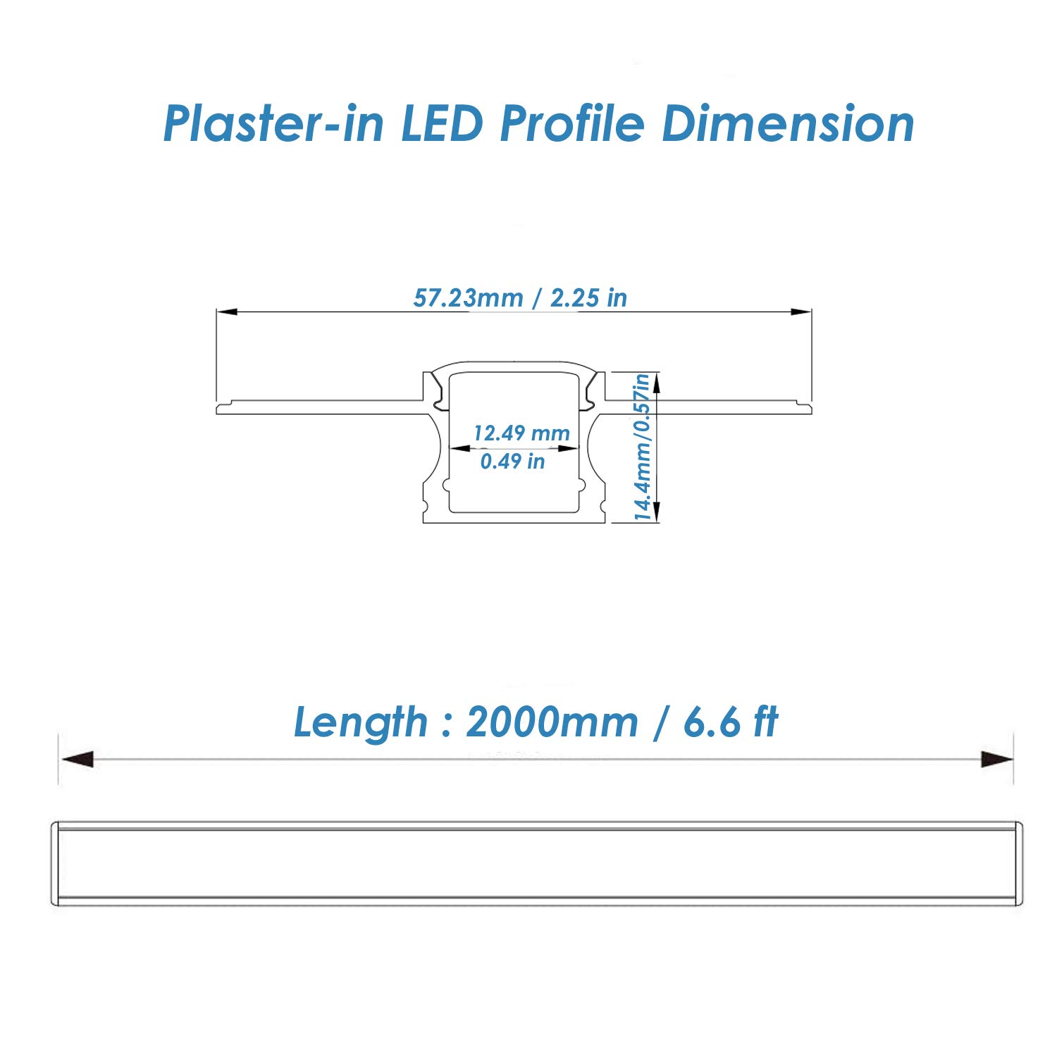 Besseto 6 Pack 6.6FT/2M Plaster-in LED Aluminum Channel - Trimless Recessed Drywall LED Light Strip Diffuser for Wall & Ceiling with Milky Cover - Perfect for Home, Office, and Commercial Lighting