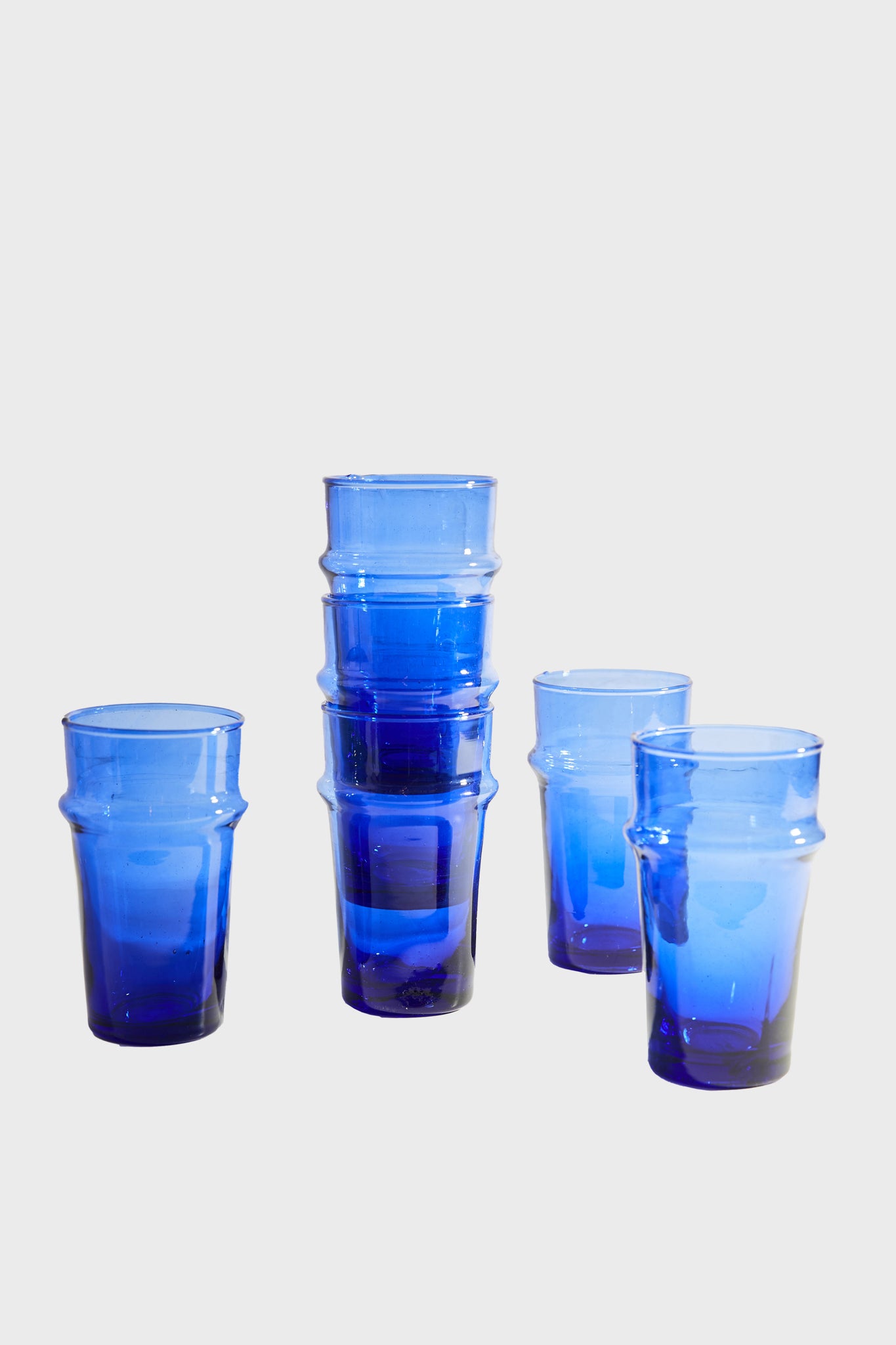 Premium Blue Moroccan Beldi Glassware Set - Handcrafted 6-Piece Drinking Glasses for Tea, Coffee & Juice - Perfect for Home Decor, Gifts & Entertaining