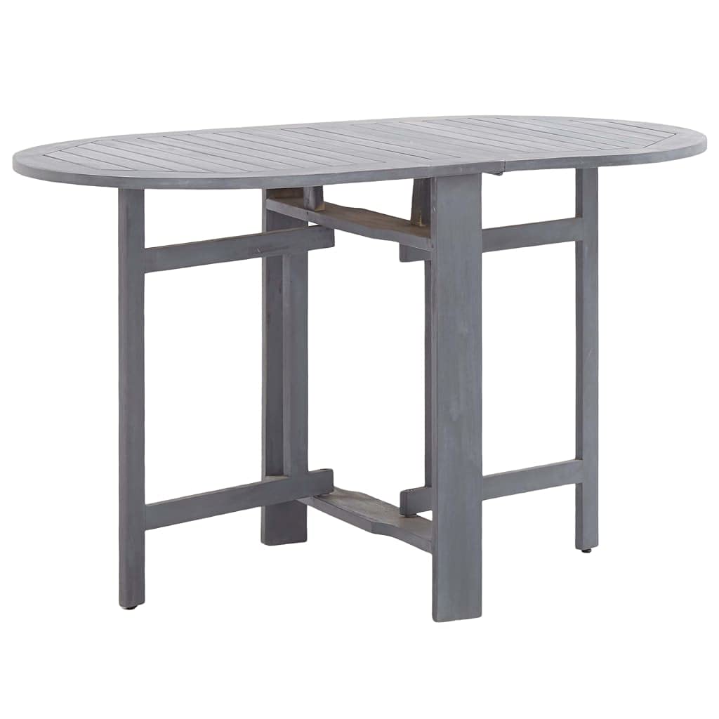 Foldable Acacia Wood Outdoor Dining Table with Gray Finish - Butterfly Design, Weather-Resistant Patio Furniture, Easy Assembly (47.2