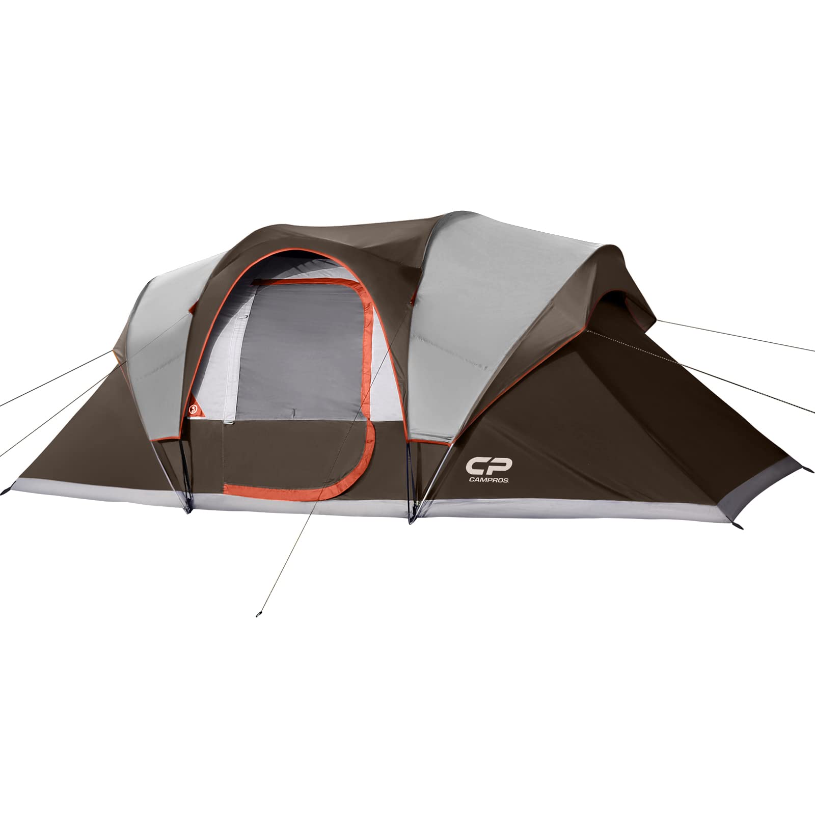 9 Person Camping Tent - CAMPROS CP 2 Room Waterproof Family Tent with Rainfly, 4 Large Mesh Windows & Carry Bag for Outdoor Adventures, Hiking, and Backpacking