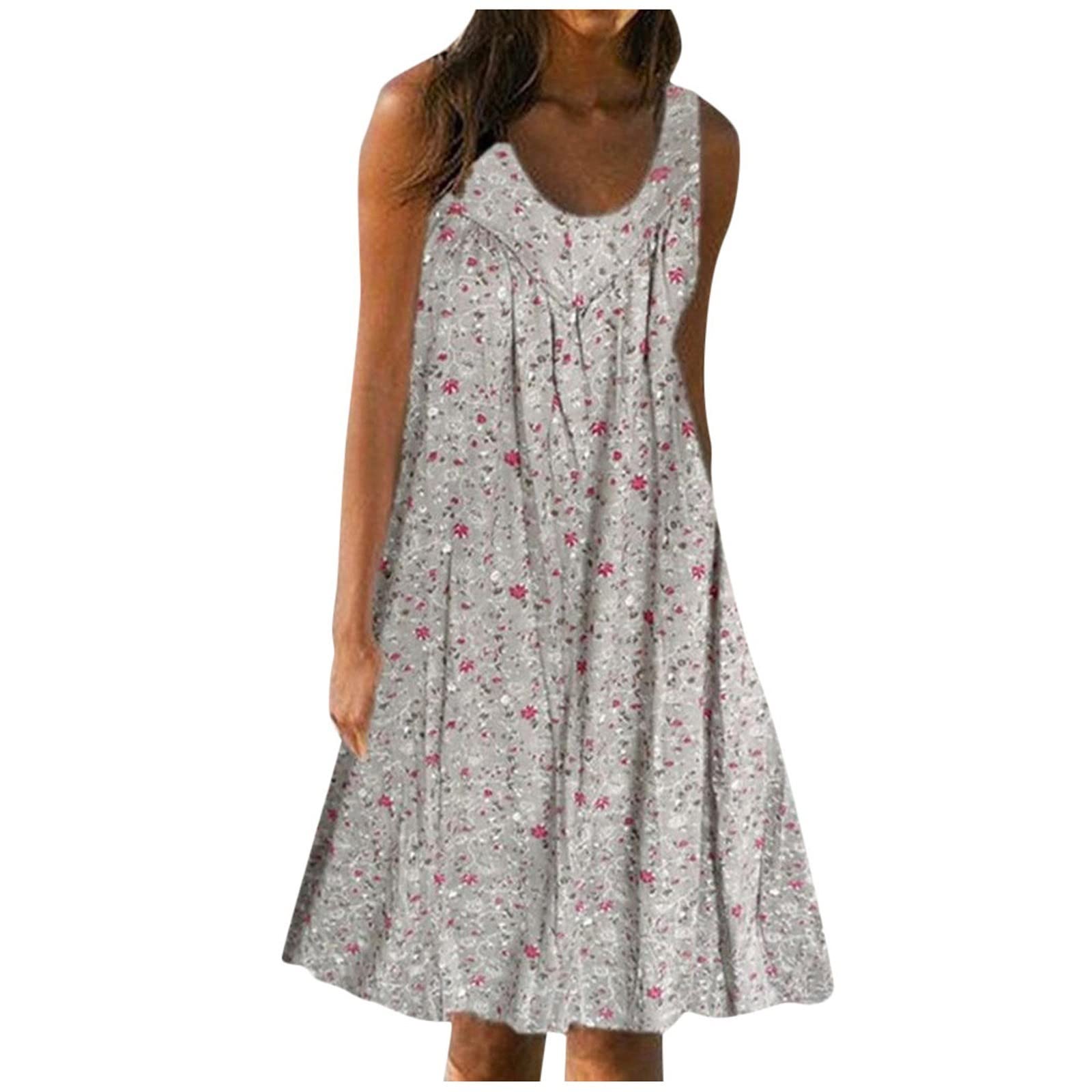 Women's Plus Size Casual Sleeveless Floral Print Beach Dress - Summer Vacation, Pool Party & Tropical Getaway Outfit