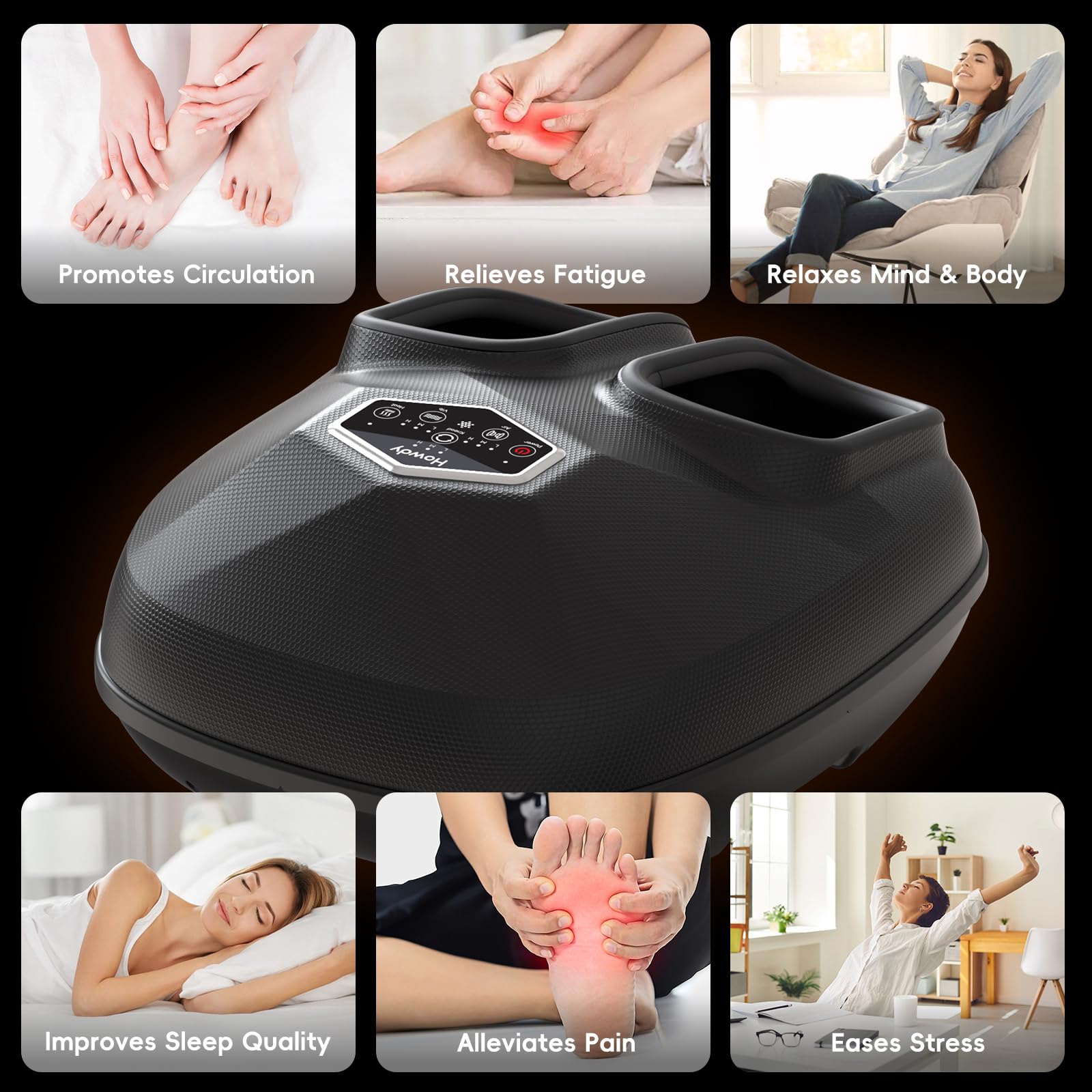 Premium Shiatsu Foot Massager with Heat & Compression - Deep Kneading Therapy, 3 Intensity Levels, Remote Control - Perfect Gift for Women, Men, Parents - Fits US Size 12, Washable Covers & Portable Bag - Ideal for Home Relaxation, Office Stress Relief & Post-Workout Recovery
