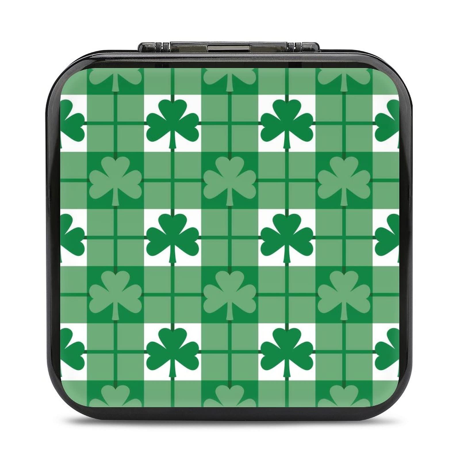 Emerald Green Shamrocks Card Case for Nintendo Switch - 24 Card Holder Storage Box | Portable Game Card Organizer for Travel & Gaming Accessories