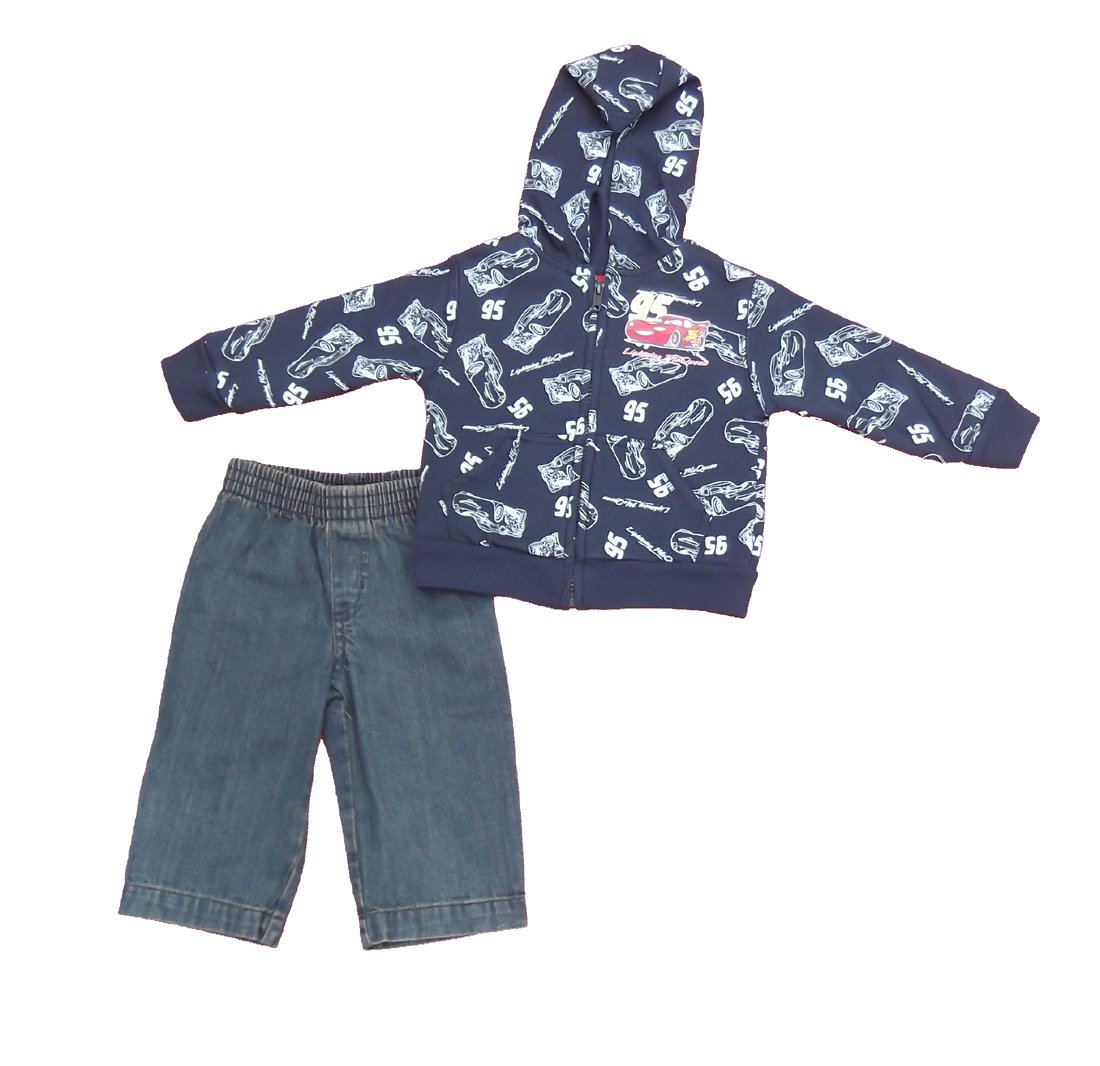 Disney Cars 2-Piece Hooded Jeans Set for Baby Boys - Navy Blue | Cute Outfit for Playdates & Family Photos