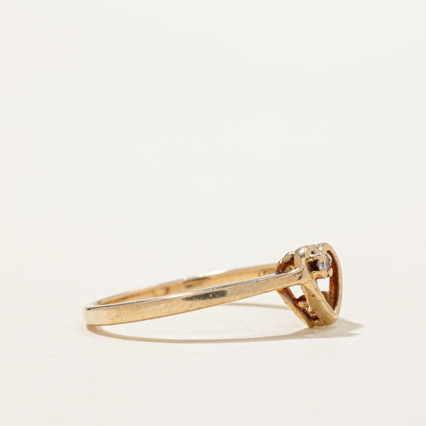 10K White Gold Diamond Open Heart Ring - 0.015ct Natural Diamond, Size 6.25 - Perfect for Valentine's Day, Anniversary & Romantic Gifts