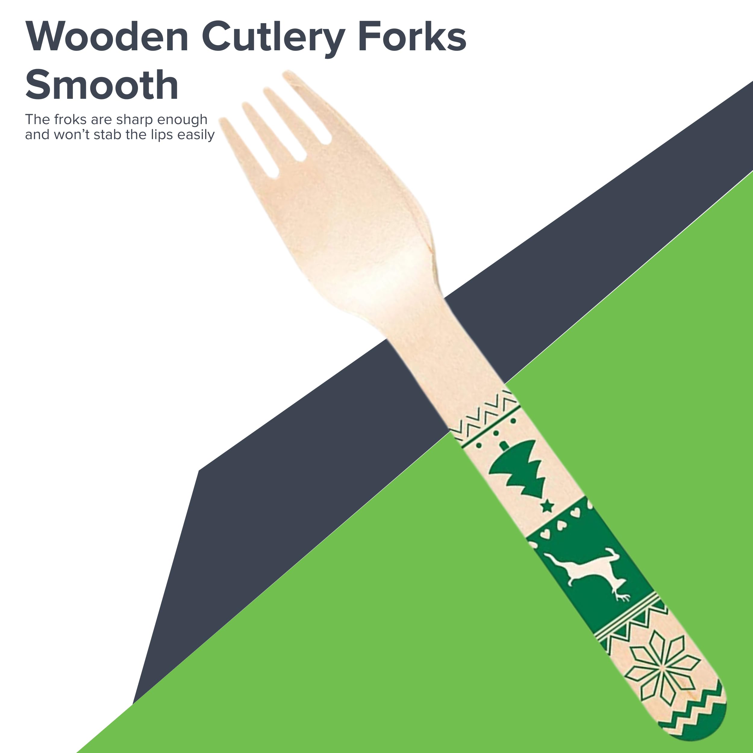 48-Pack Christmas Wooden Forks - 24 Red & 24 Green Holiday Disposable Cutlery for Parties, Picnics & Festive Gatherings