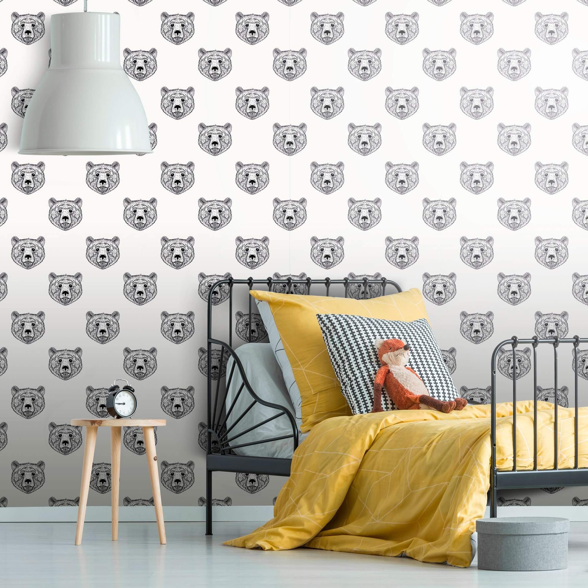White Bear Animal Peel and Stick Removable Wallpaper 9747 - Self-Adhesive Decorative Wall Covering for Nursery, Kids Room, Dorm & Home Decor